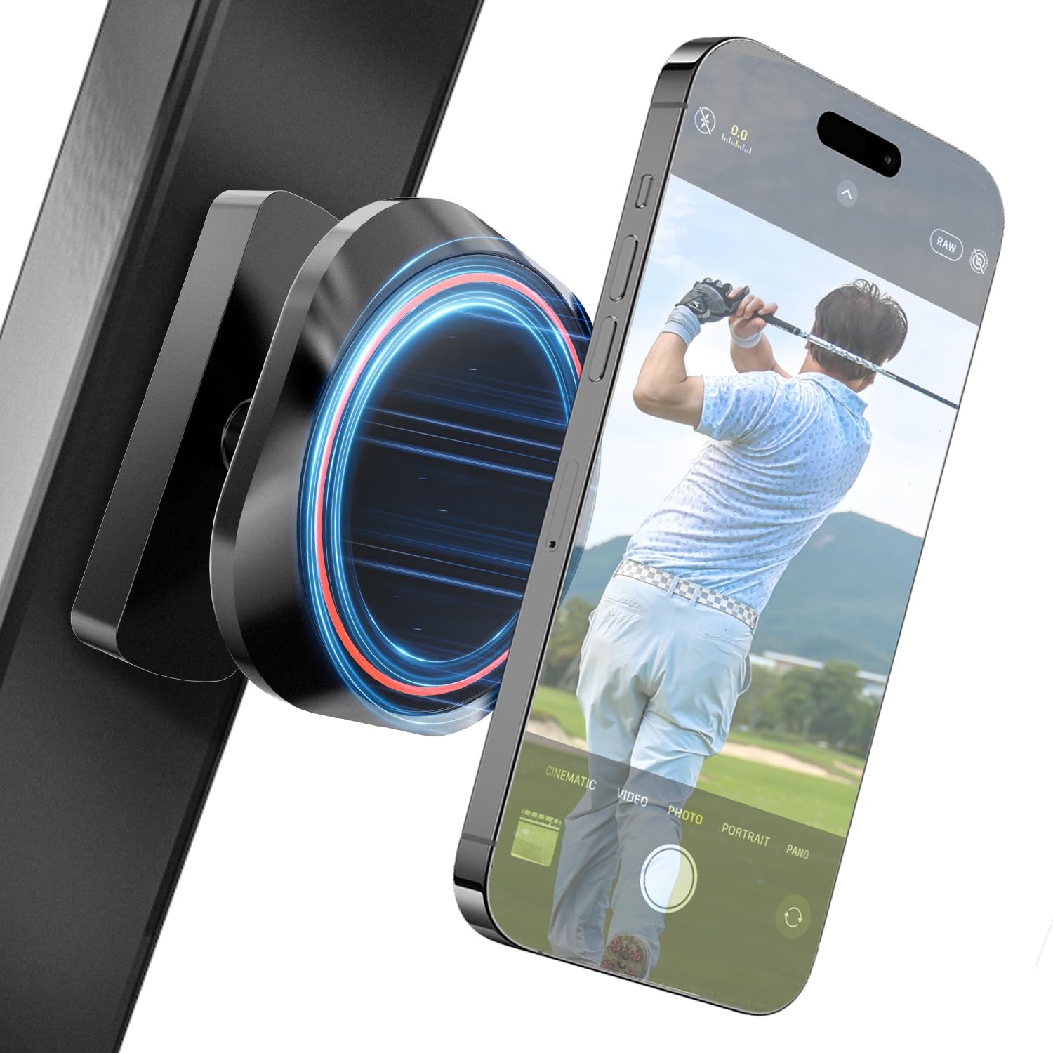 NEVERLAND Magnetic Golf Cart Phone Holder - 360° Rotation Universal, 01-Black