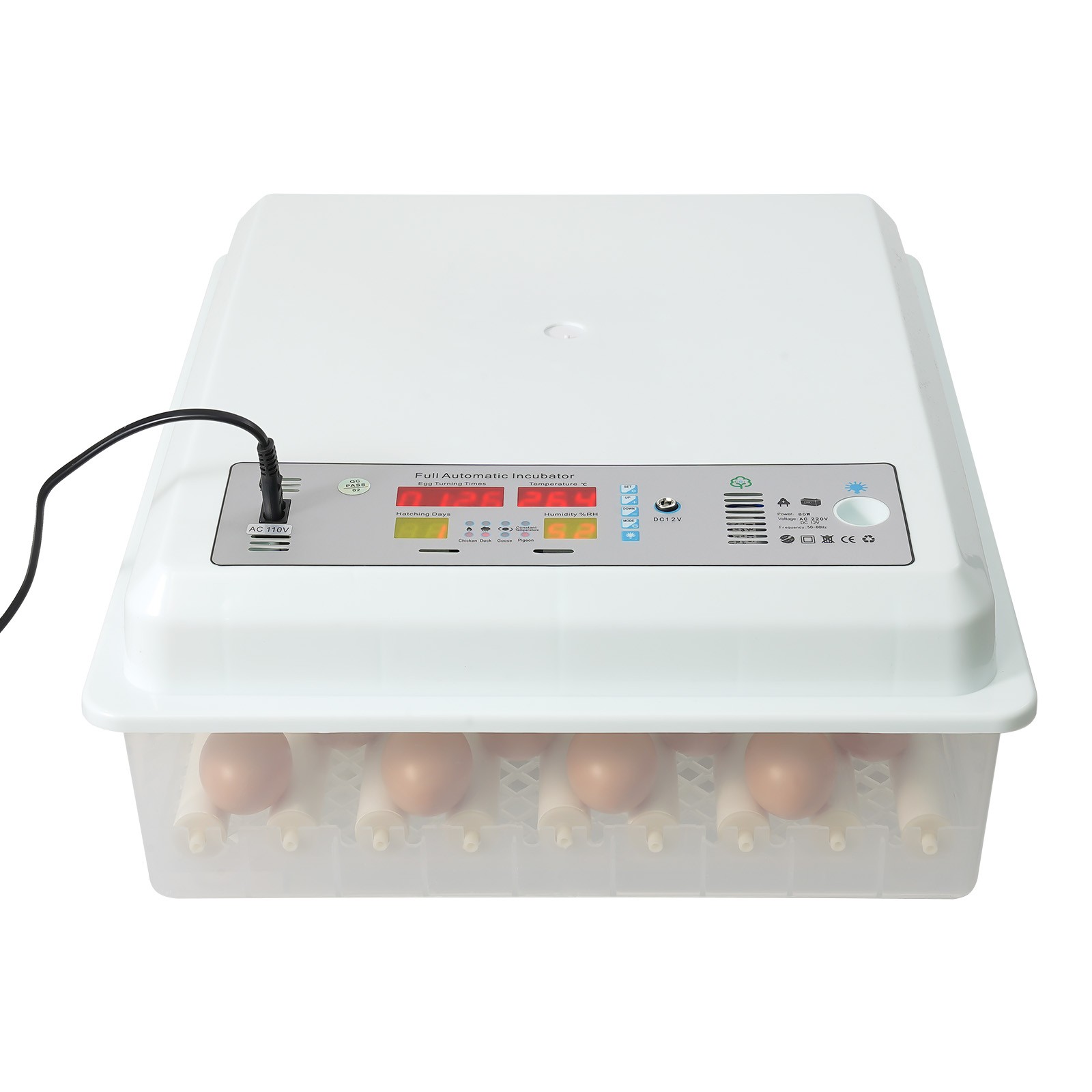 64 Eggs Incubator Digital Automatic Turning Hatcher Chicken Farm Hatching Eggs