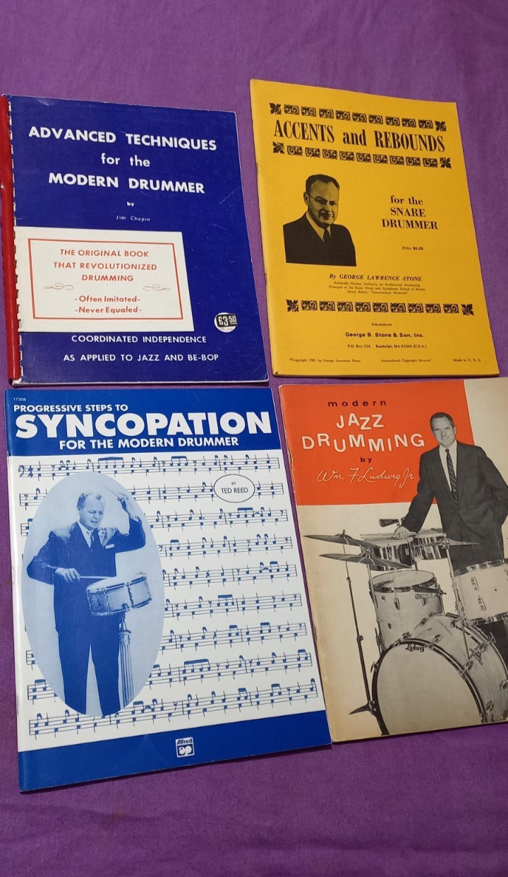 4 x USA All-time Classic Drum Tutor Books Ludwig Stone Chapin etc Bargain price
