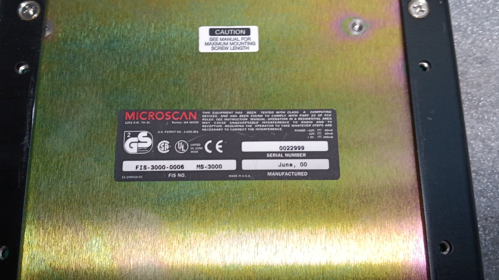 MICROSCAN MS-3000 FIS-3000-0006