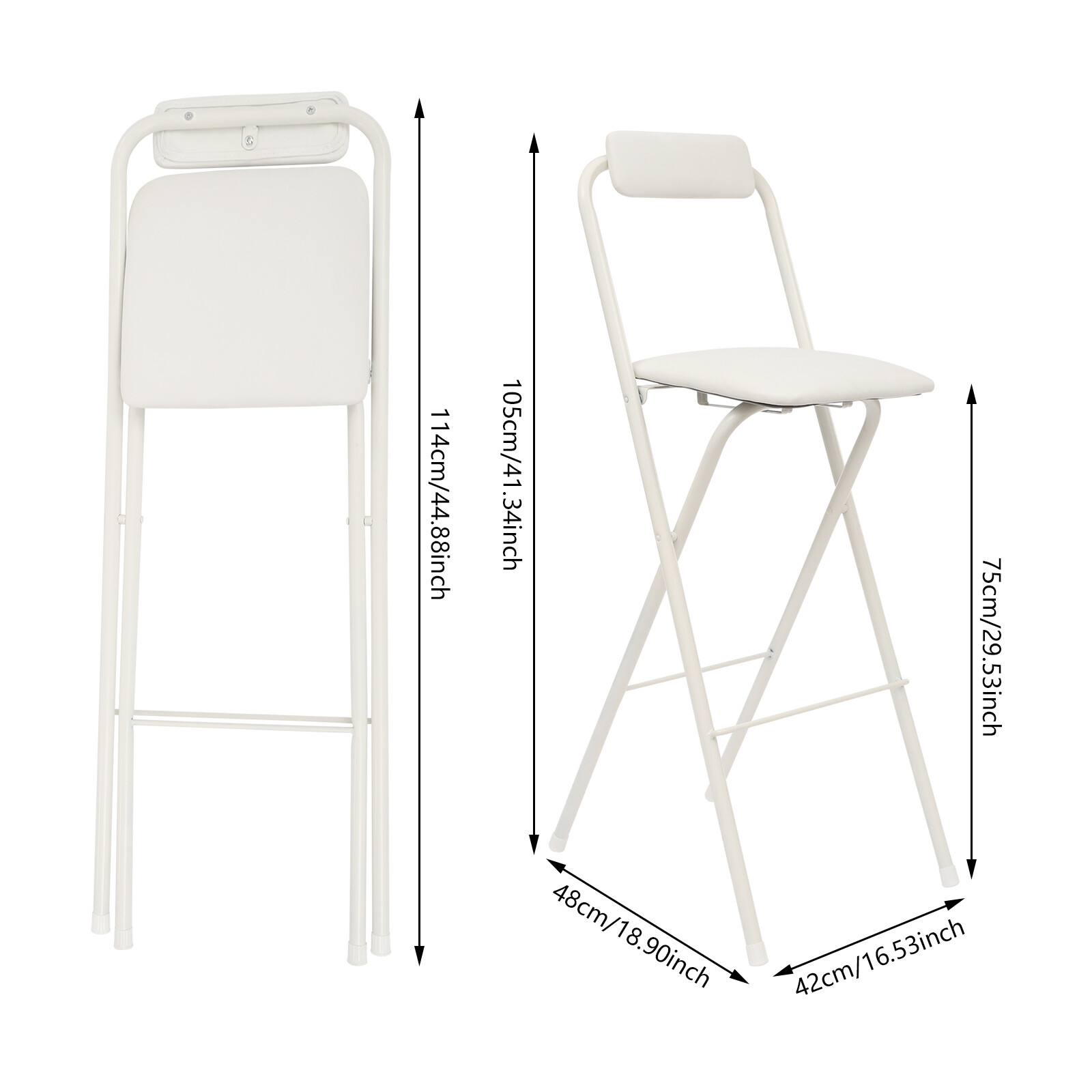 2PCS Portable Folding Metal Stool 29.53" Bar Stool Tall Chair Cafes Bars Chair