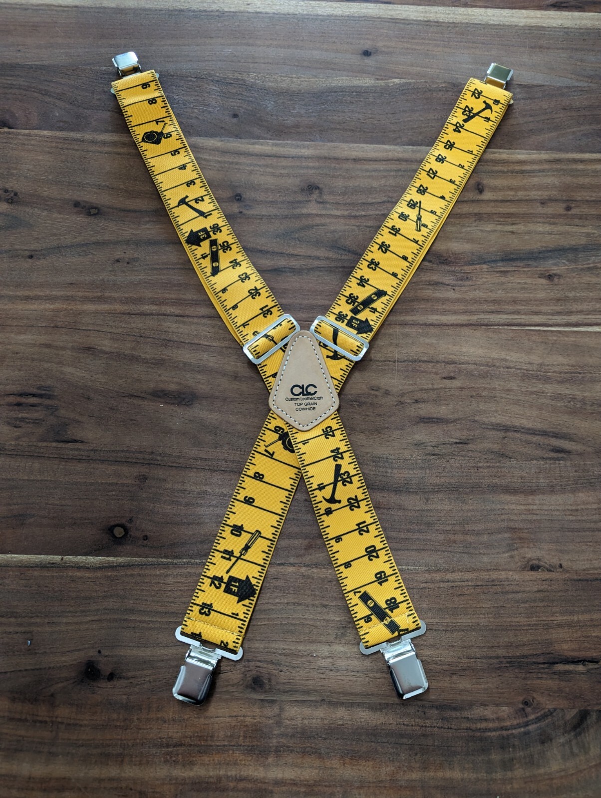 2" Wide Custom Leathercraft  Elastic Work Suspenders - Tape Ruler