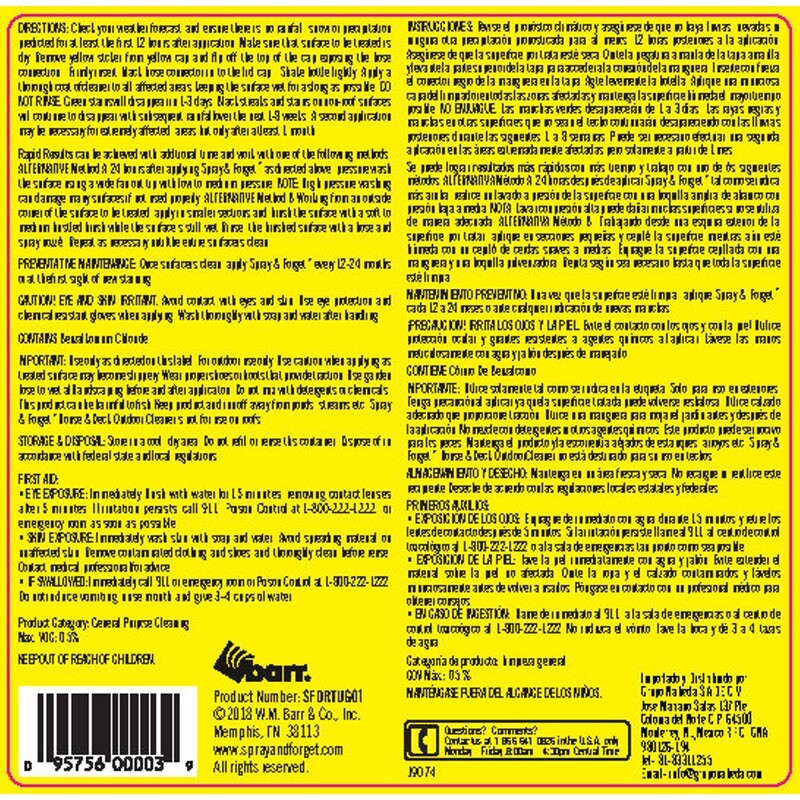 Spray & Forget SFDRTUG04 House and Deck Cleaner Nested Spray Trigger 1 gal.