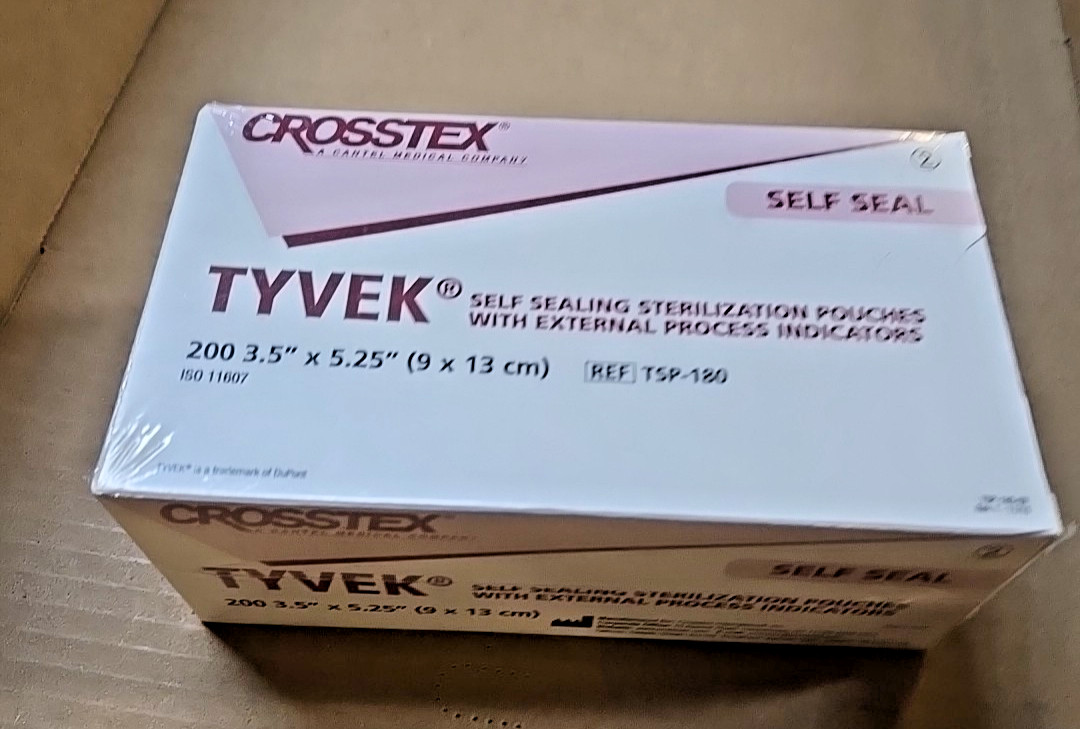 Crosstex Tyvek REF TSP-180 Self-Seal Sterilation Pouch 3.5" x 5.25" TSP 180