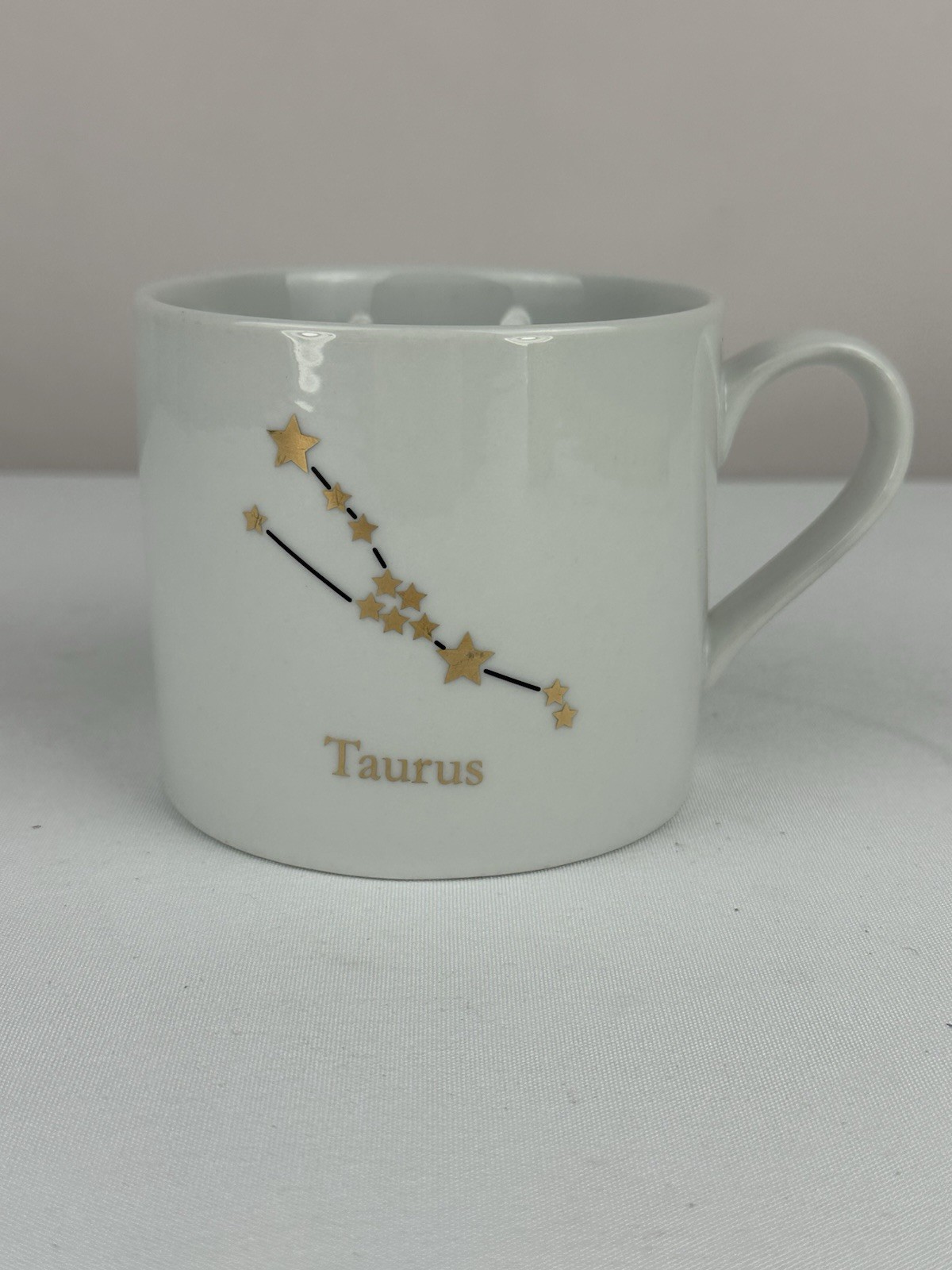 Taurus Galaxy Horoscope Astrology Gold Lettering White Zodiac Coffee Mug Cup