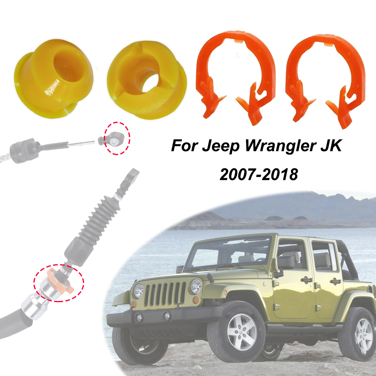 4PC For Jeep Wrangler Automatic Gear Shifter Lever Control Cable Bushing 2007-18