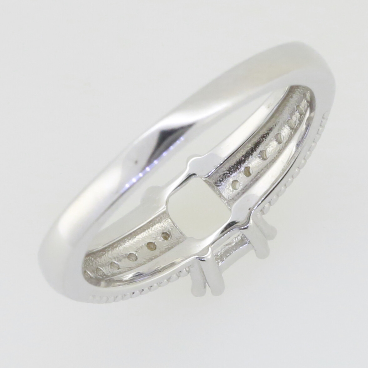 Sterling Silver Semi Mount Ring Setting Cushion Cu 7x5mm Milgrain Topaz
