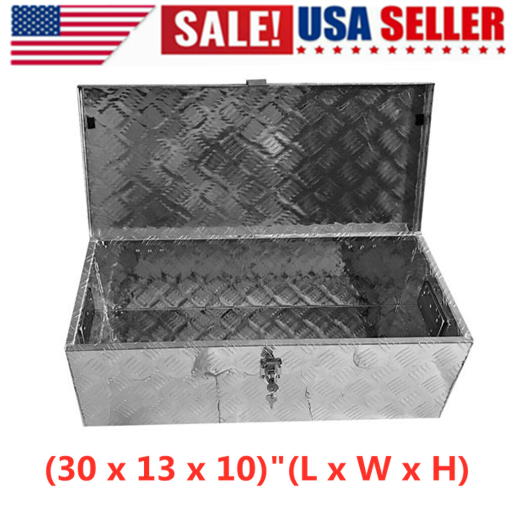 Portable 30" Aluminum Toolbox Truck ATV Trailer Box Tool Storage With Lock US