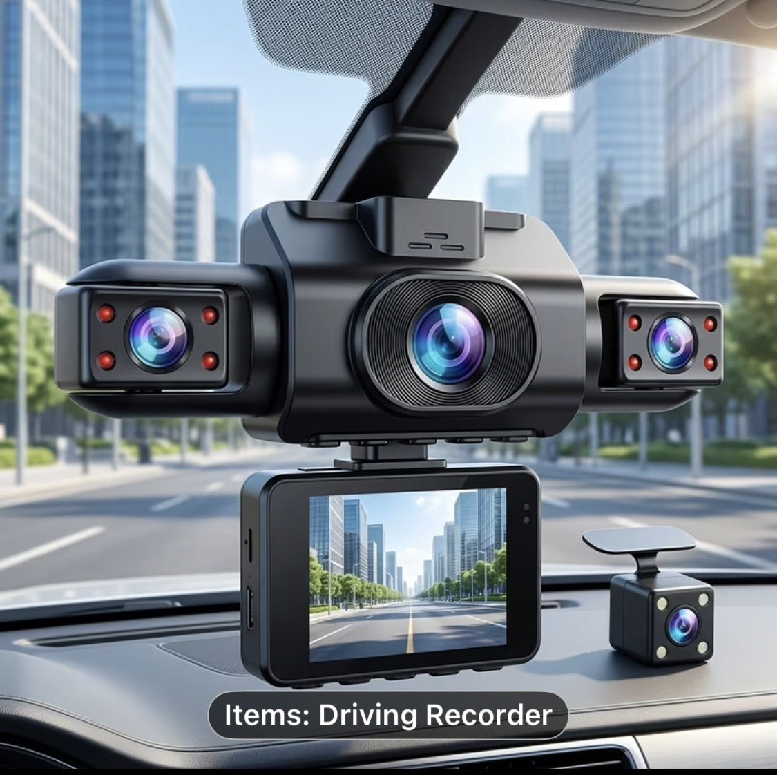 Full Protection 4 Channel Dash Cam 1080P Quad Lens Front Left Inside Right Rear