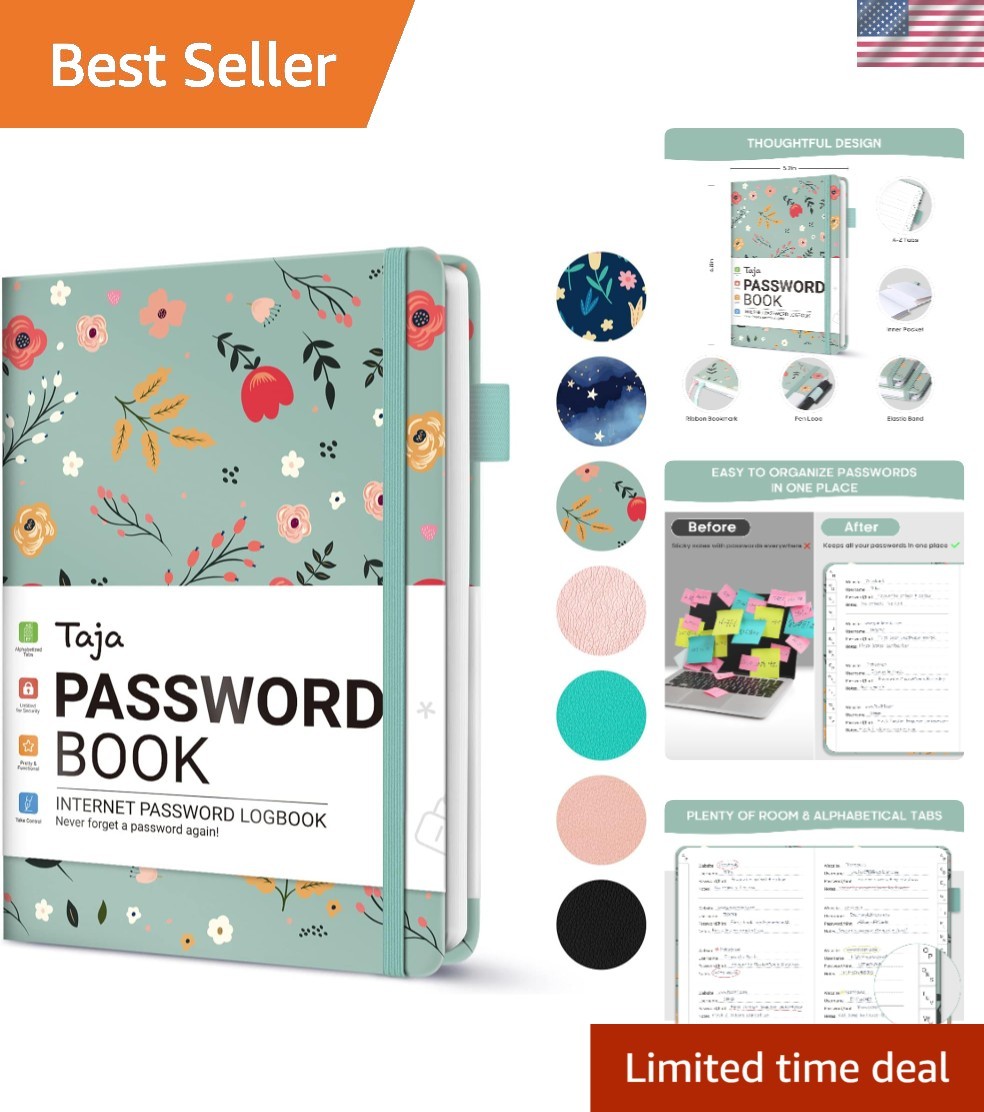 Hardcover Password Keeper with Elastic Closure - Ideal for Seniors' Security