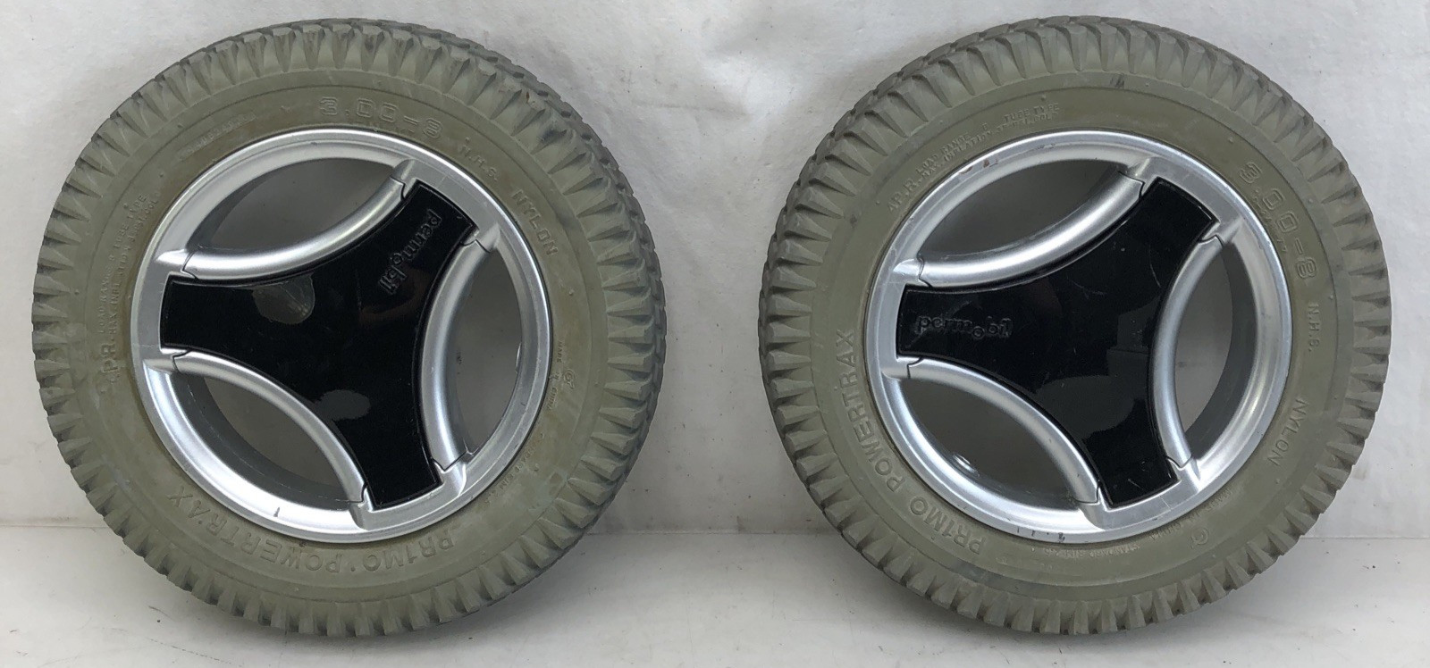 Permobil K-300 M300 C300 C350 C400 3.00-8 Drive Wheels Rims Hubs FLAT FREE Tires