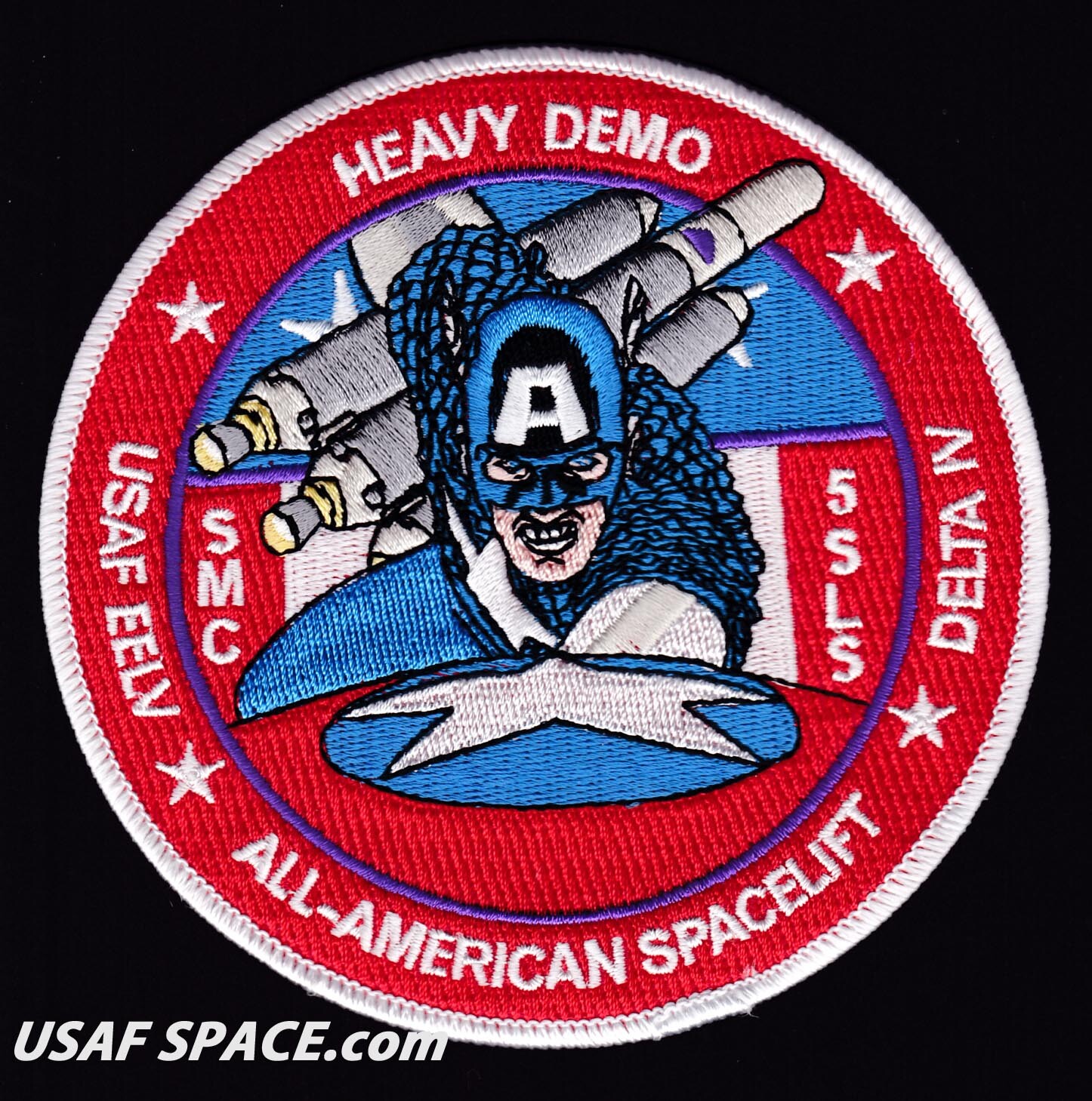 ALL-AMERICAN SPACELIFT CAPTAIN AMERICA ULA DELTA IV HEAVY USAF EELV 5SLS PATCH