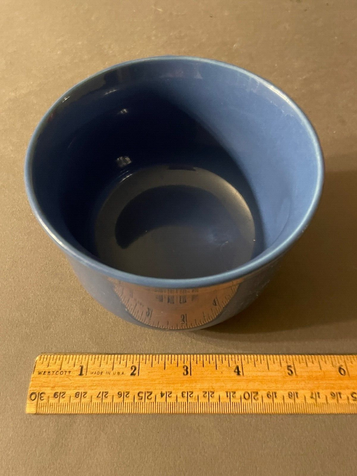 VINTAGE BLUE POTTERY BOWL PLANTER CANISTER 3.25"