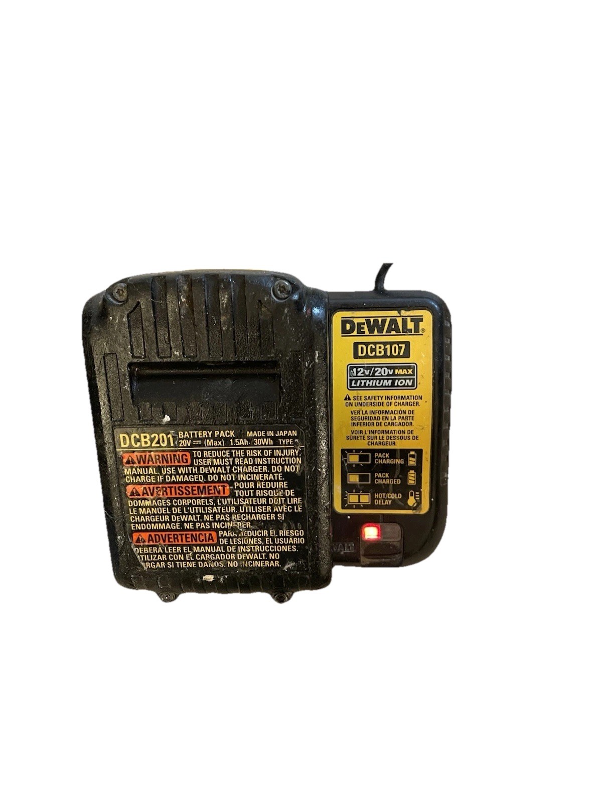 DeWalt Drill Battery And Charging Dock - Tested Working - Drill Not Included