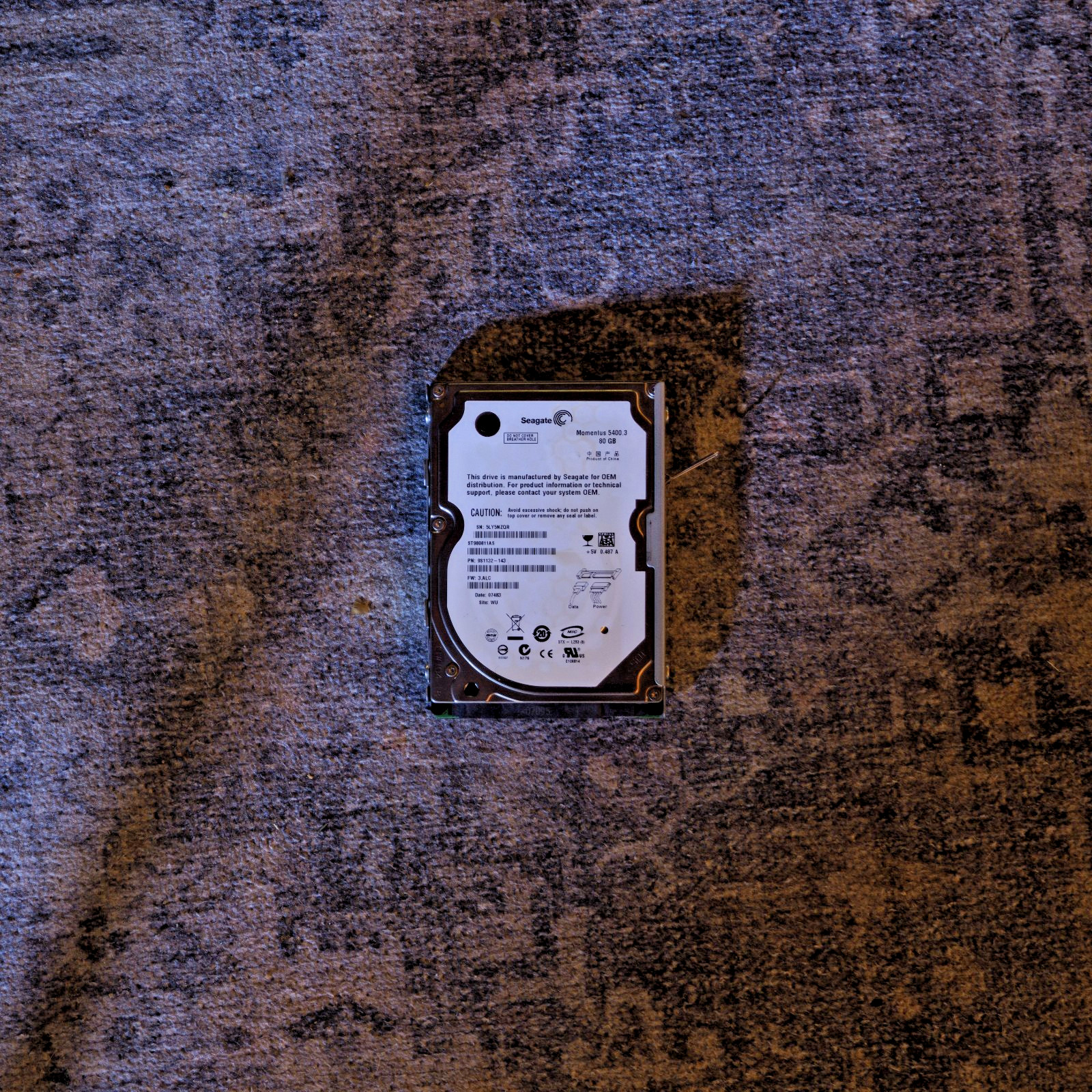Original PlayStation PS3 CECHG01 CECHE01 HDD Caddy 80GB Hard Drive UNTESTED
