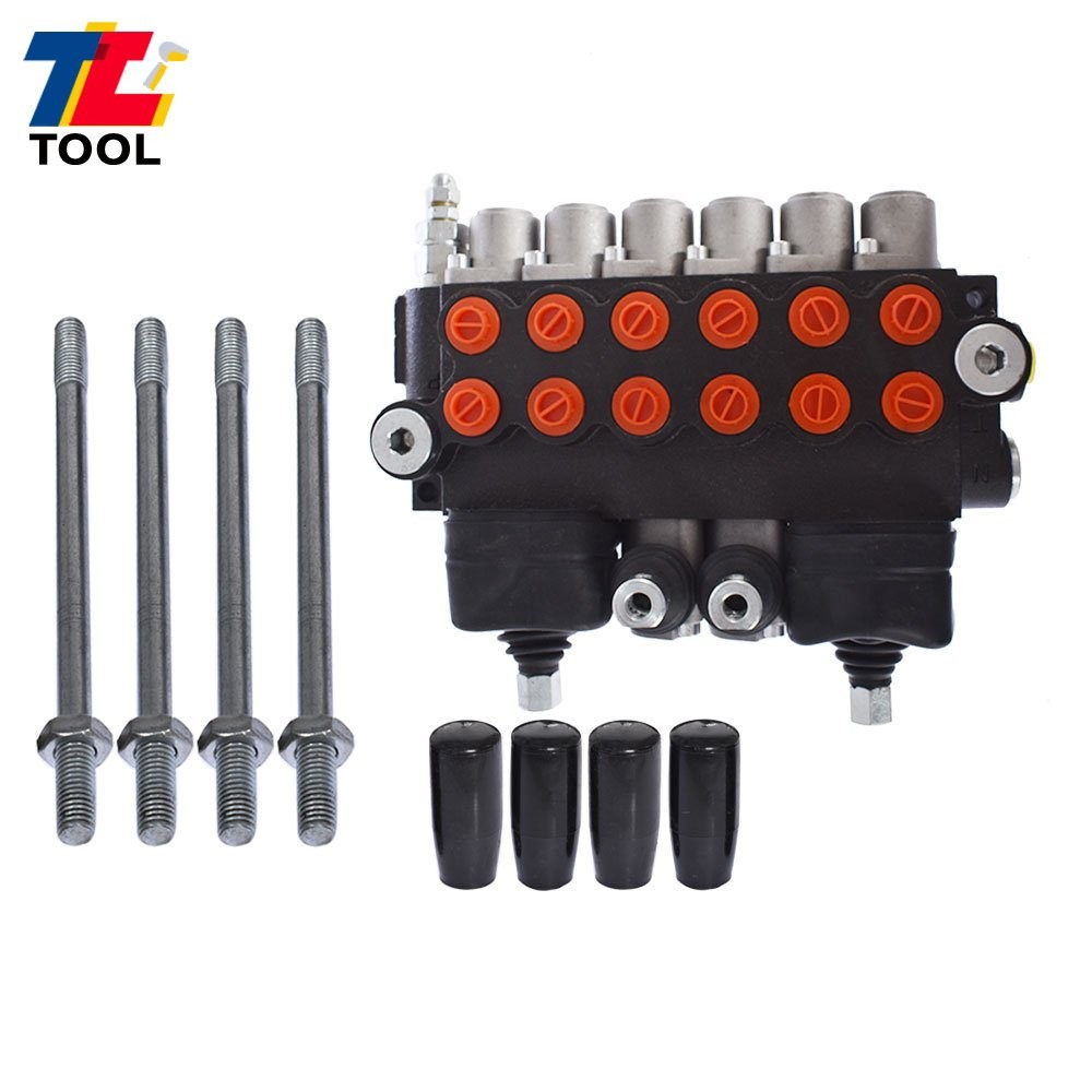 11GPM Hydraulic Backhoe Directional Control Valve w/ 2 Joysticks 6 Spool