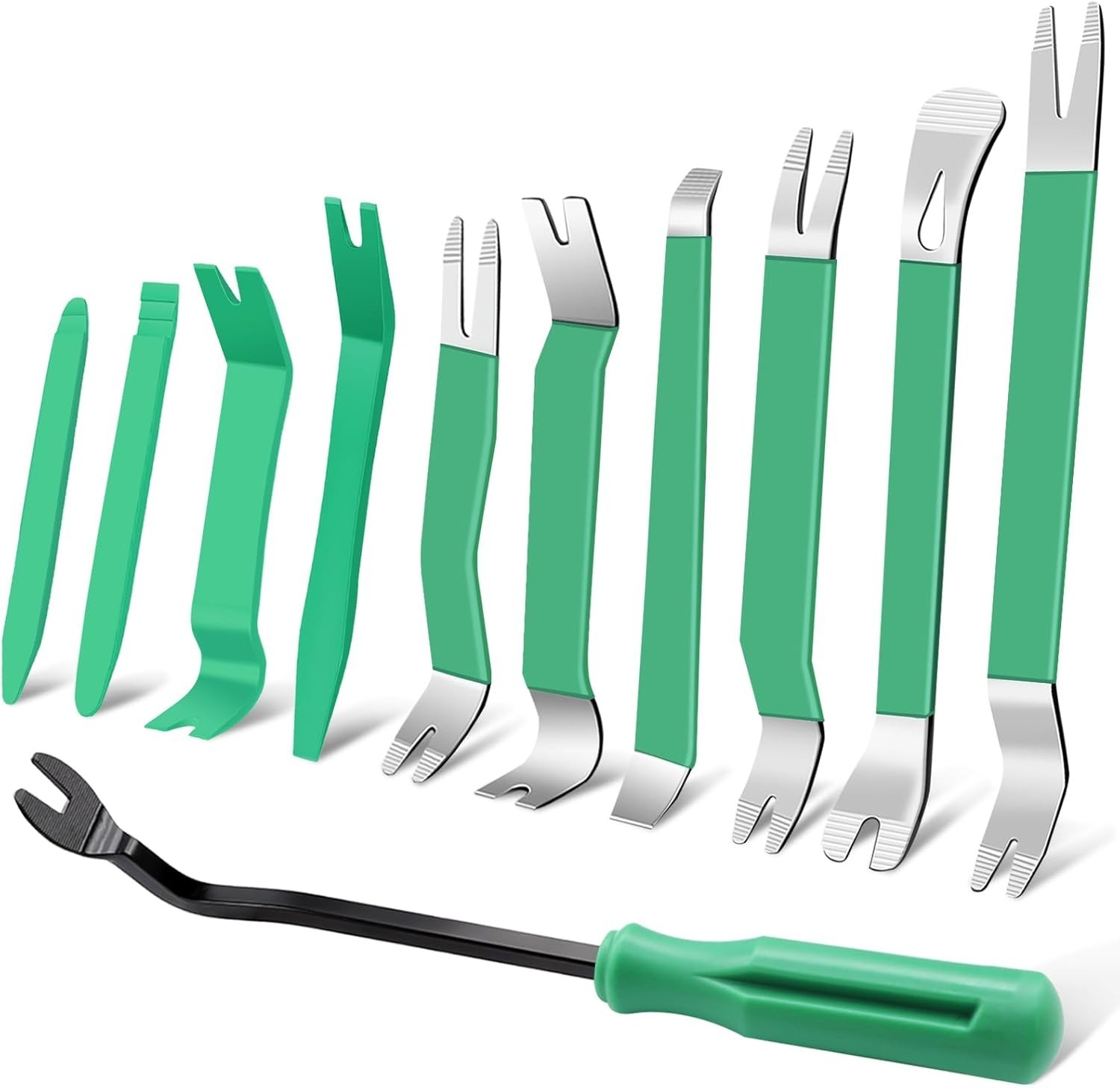 11 PCS Autotrim Removal Tool Kit, Metal Pry Tool Auto Fastener Remover Pry Bar S