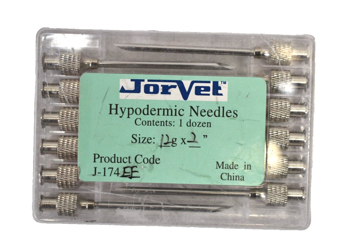 JorVet Hypodermic Needles 12 Pack 12g x 2" J-174EE Stainless Steel Round Hub