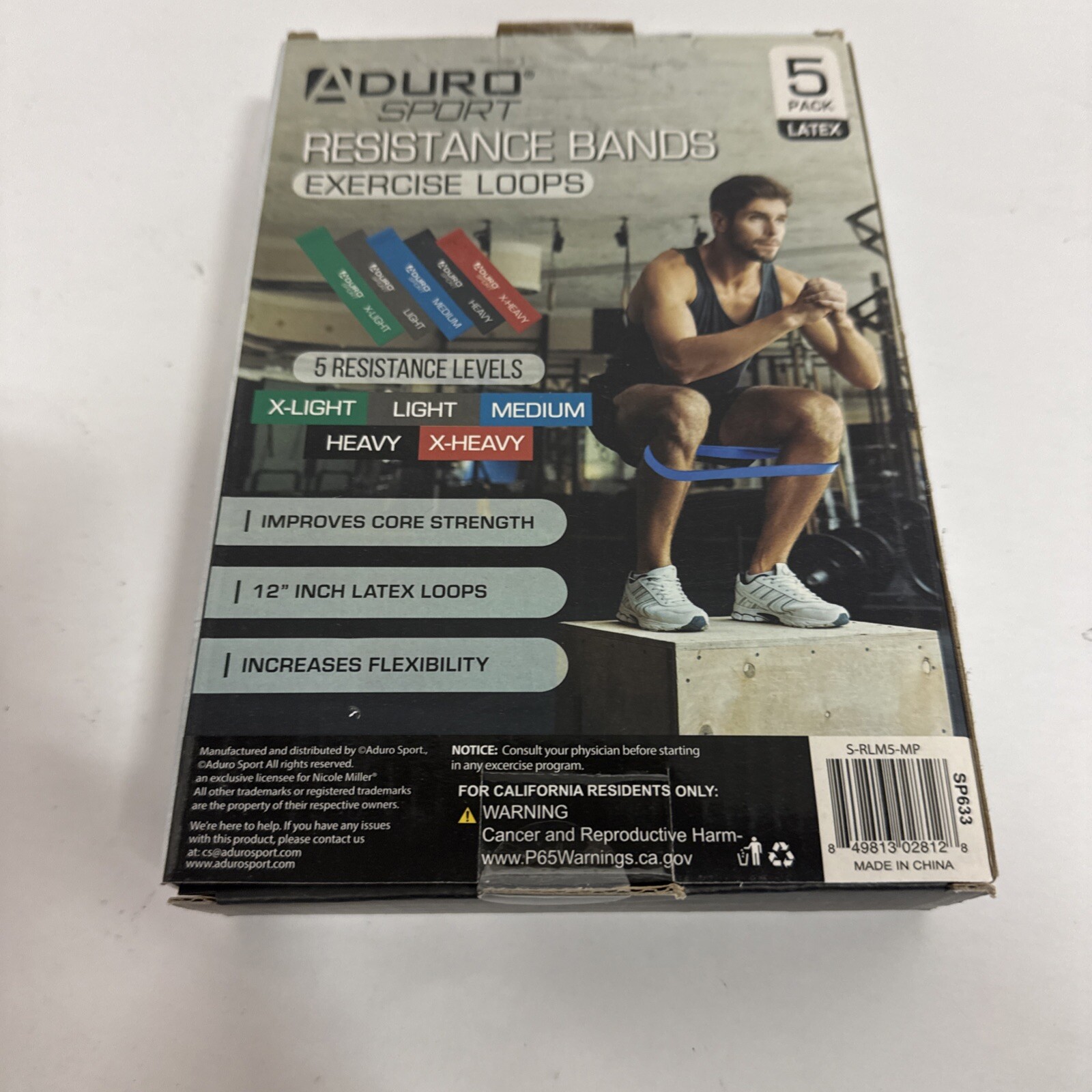 Aduro Sport Strength Training Exercise Loop Band Set 5 piece Resistance Yoga