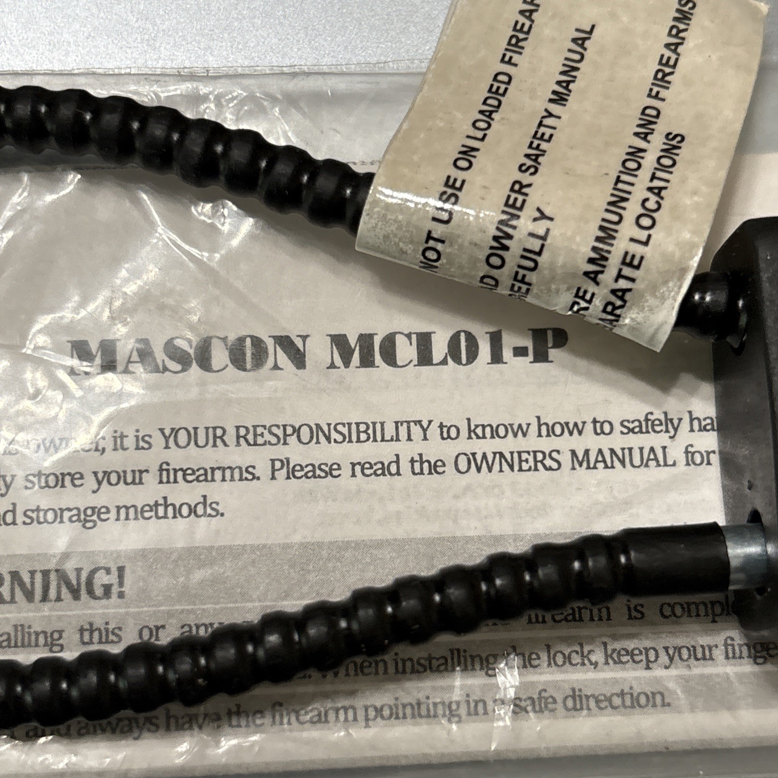 Mascon MCLO1-P Gun Lock Universal Cablelock Black Safety NEW