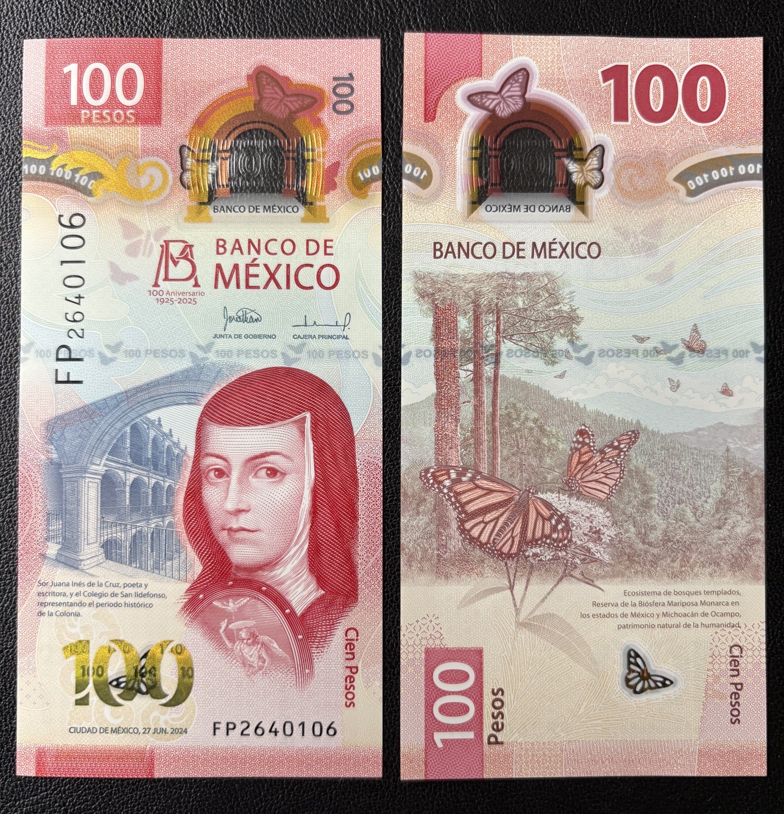 UNC Mexico 100 Pesos 2024 Polymer Banknote