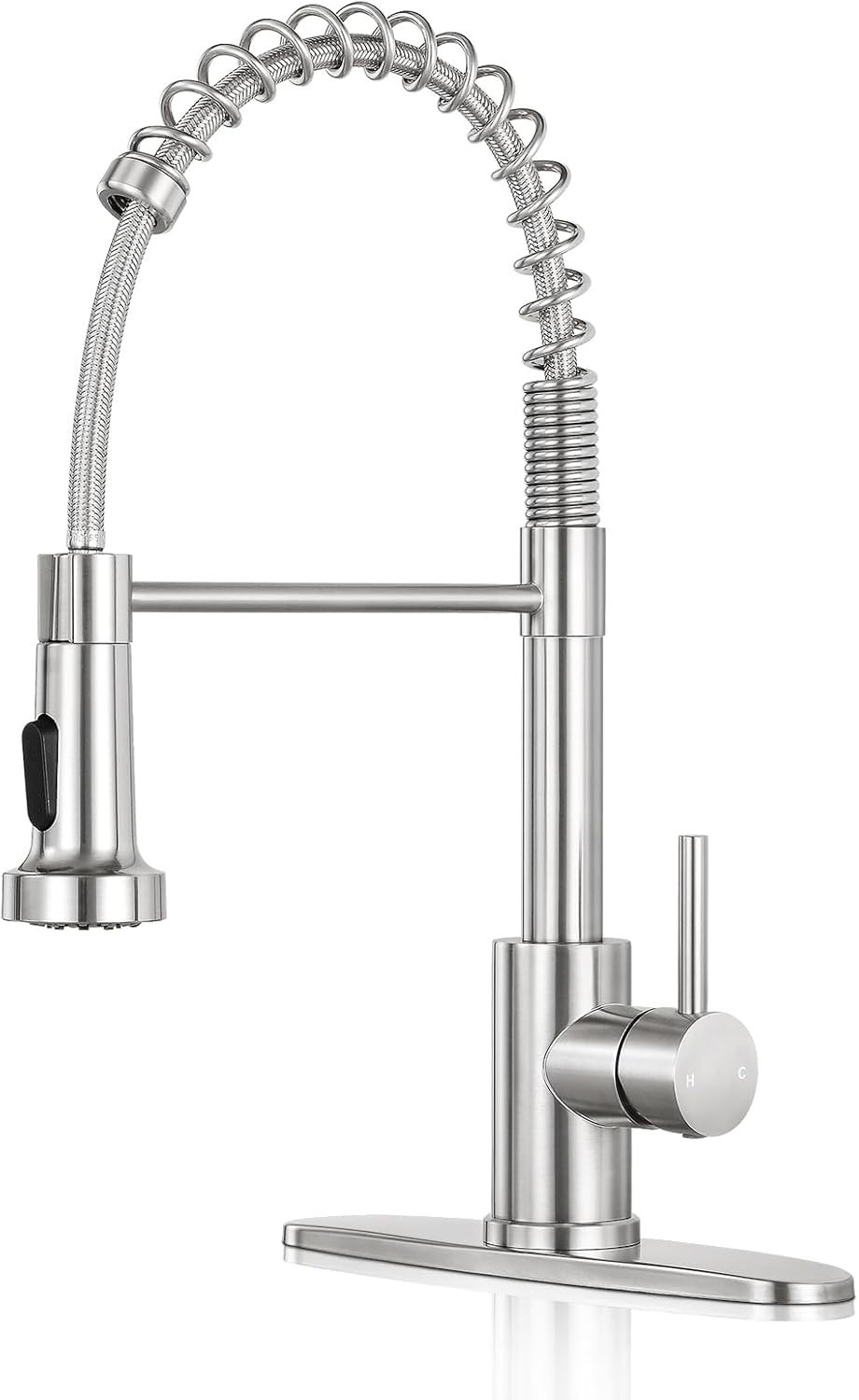Grifo de cocina con rociador extraíble en níquel cepillado y acero inoxidable