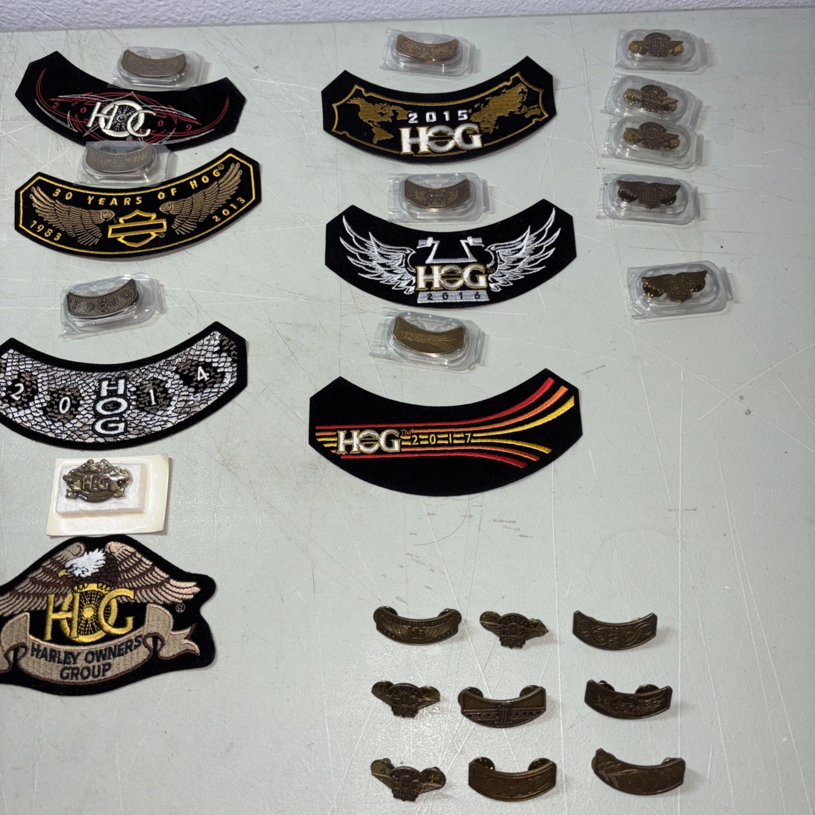 29 Lot Harley Davidson Owner Group Hog  Patches And Pins Lot. New And Used Mix