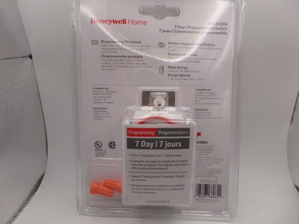 HONEYWELL RPLS530A HOME 120-VOLT 7-DAY PROGRAMMABLE INDOOR LIGHT SWITCH TIMER