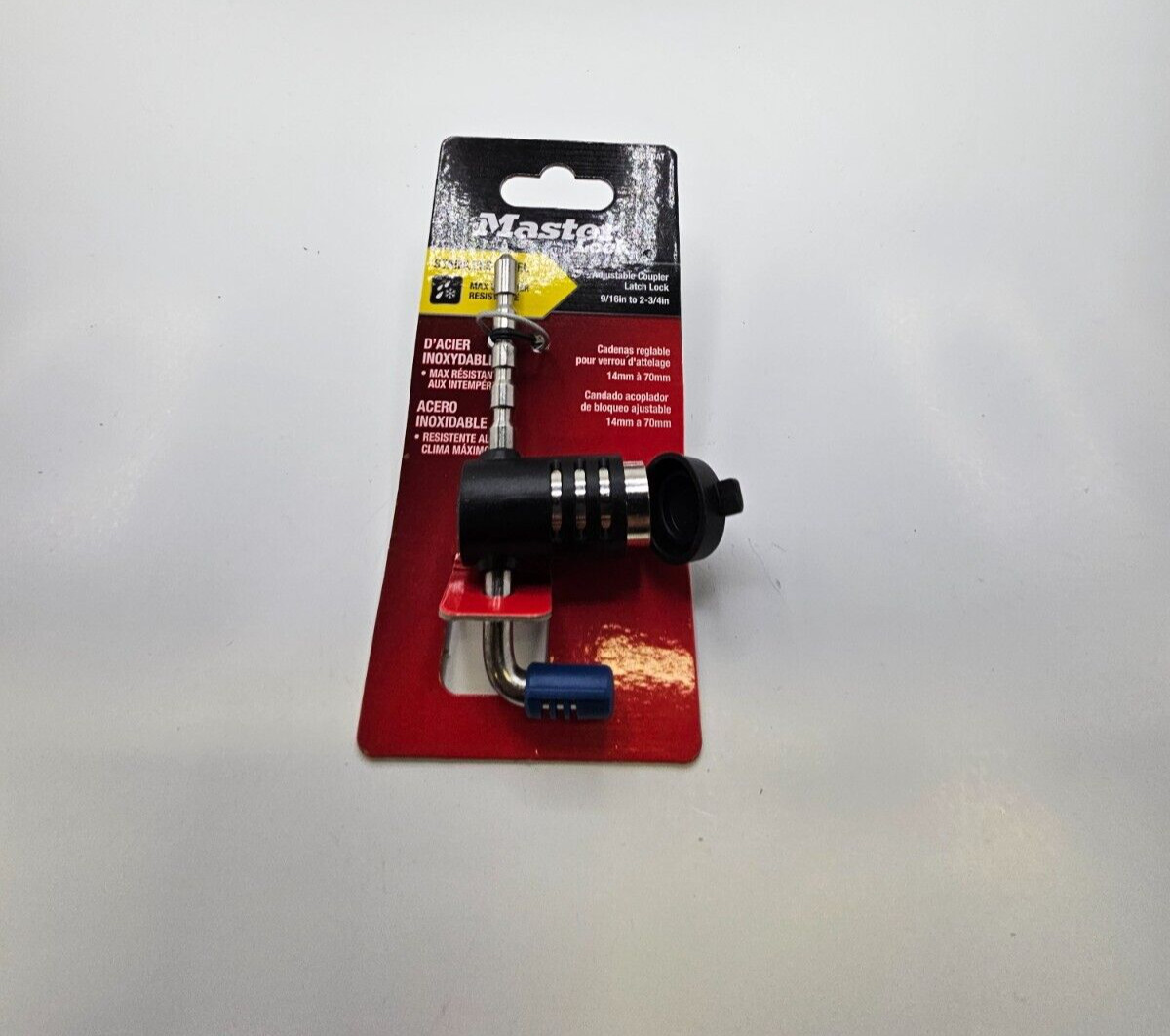 Master Lock 9/16in. to 2 3/4in. Long Adjustable Stainless Steel Trailer Coupler