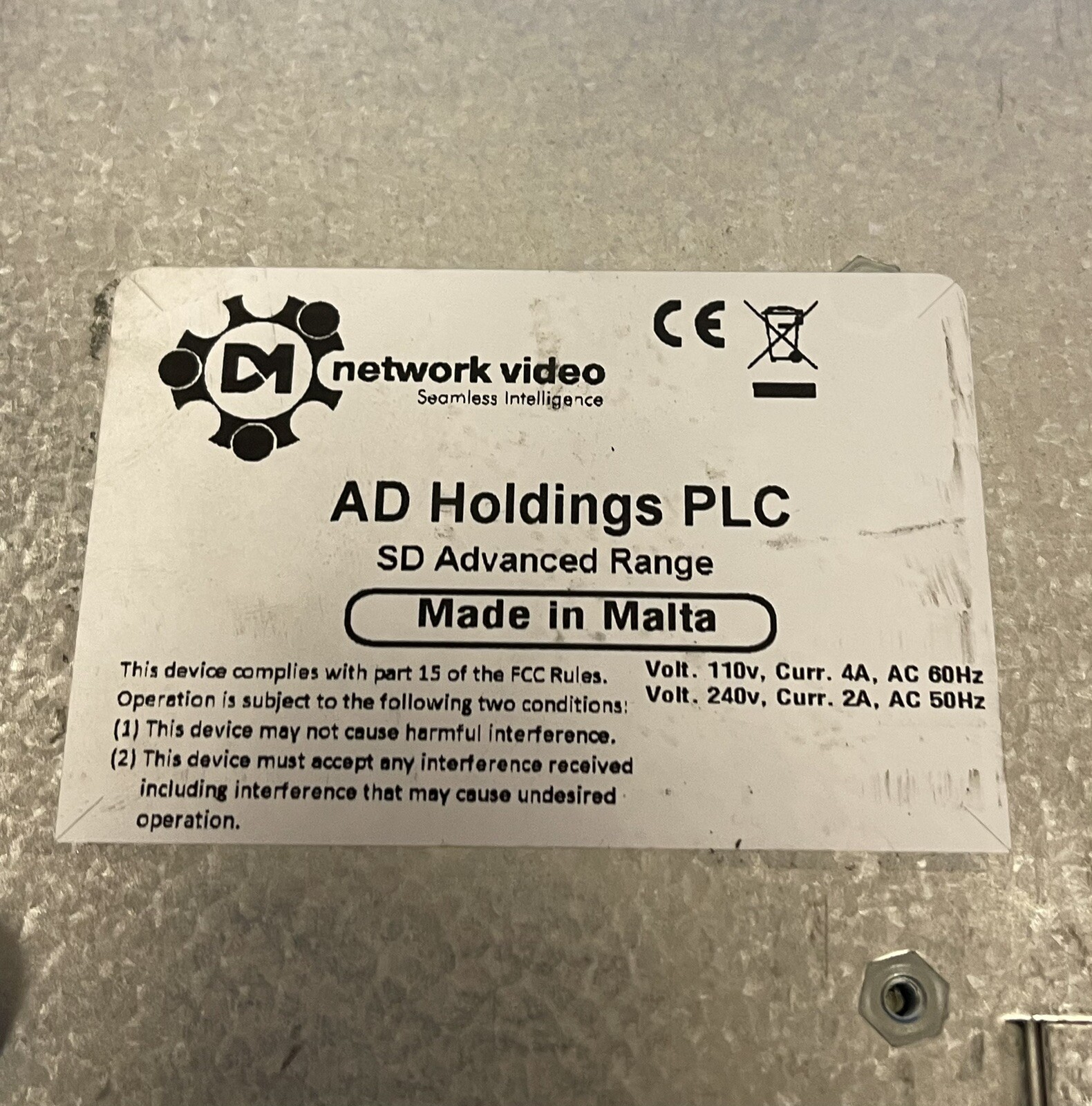 NETWORK VIDEO AD HOLDING PLC SD ADVANCED RANGE