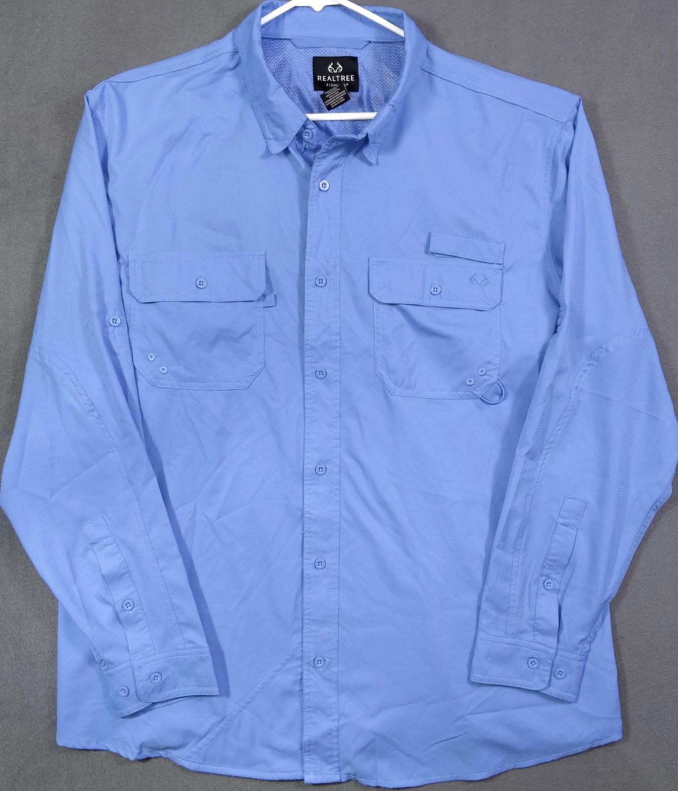 Realtree Long Sleeve Fishing Guide Shirt Light Blue Men's Size 2XL XXL Genuine