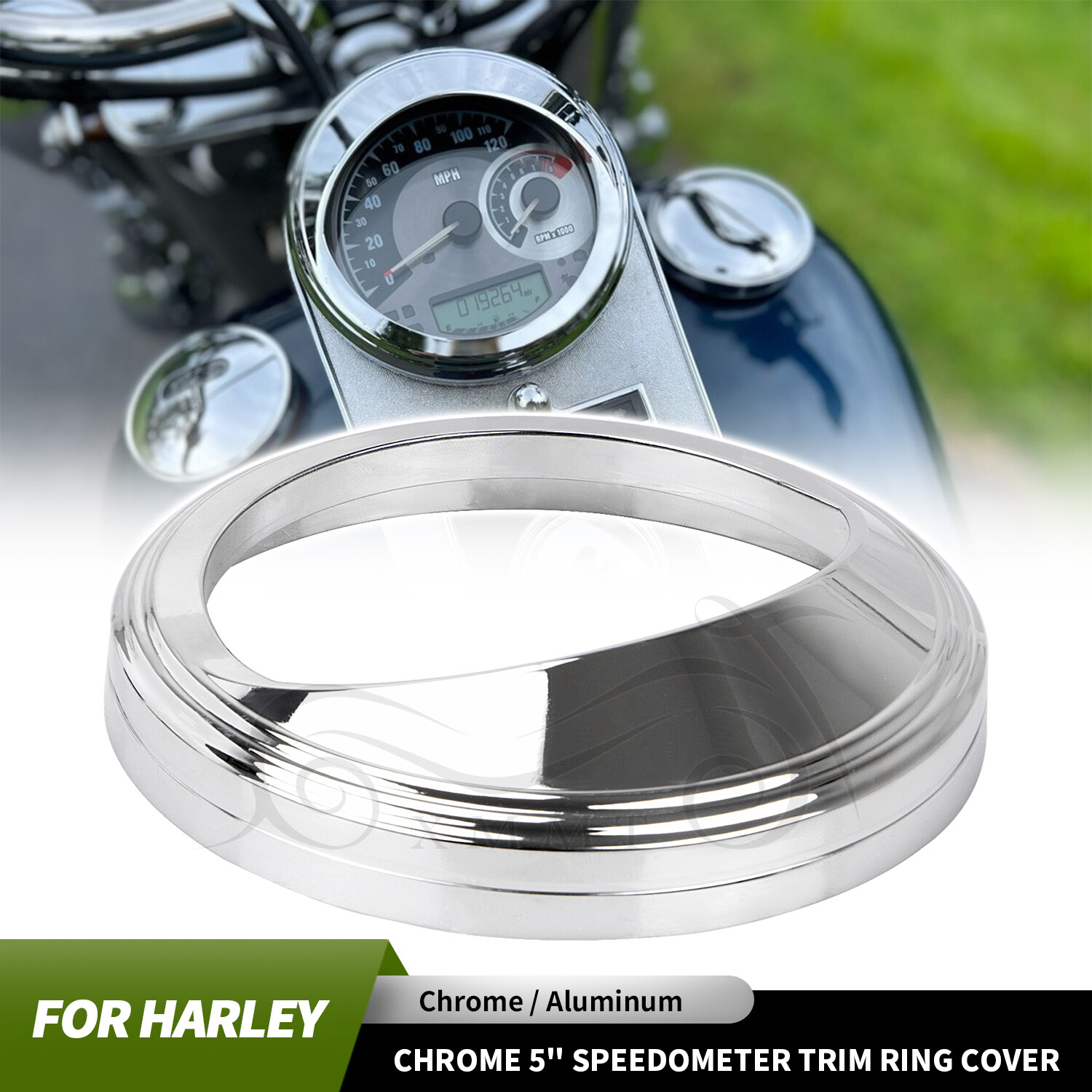 5" Chrome Speedometer Trim Ring Cover For Harley Dyna FXDC FXDWG Road King FLHRS
