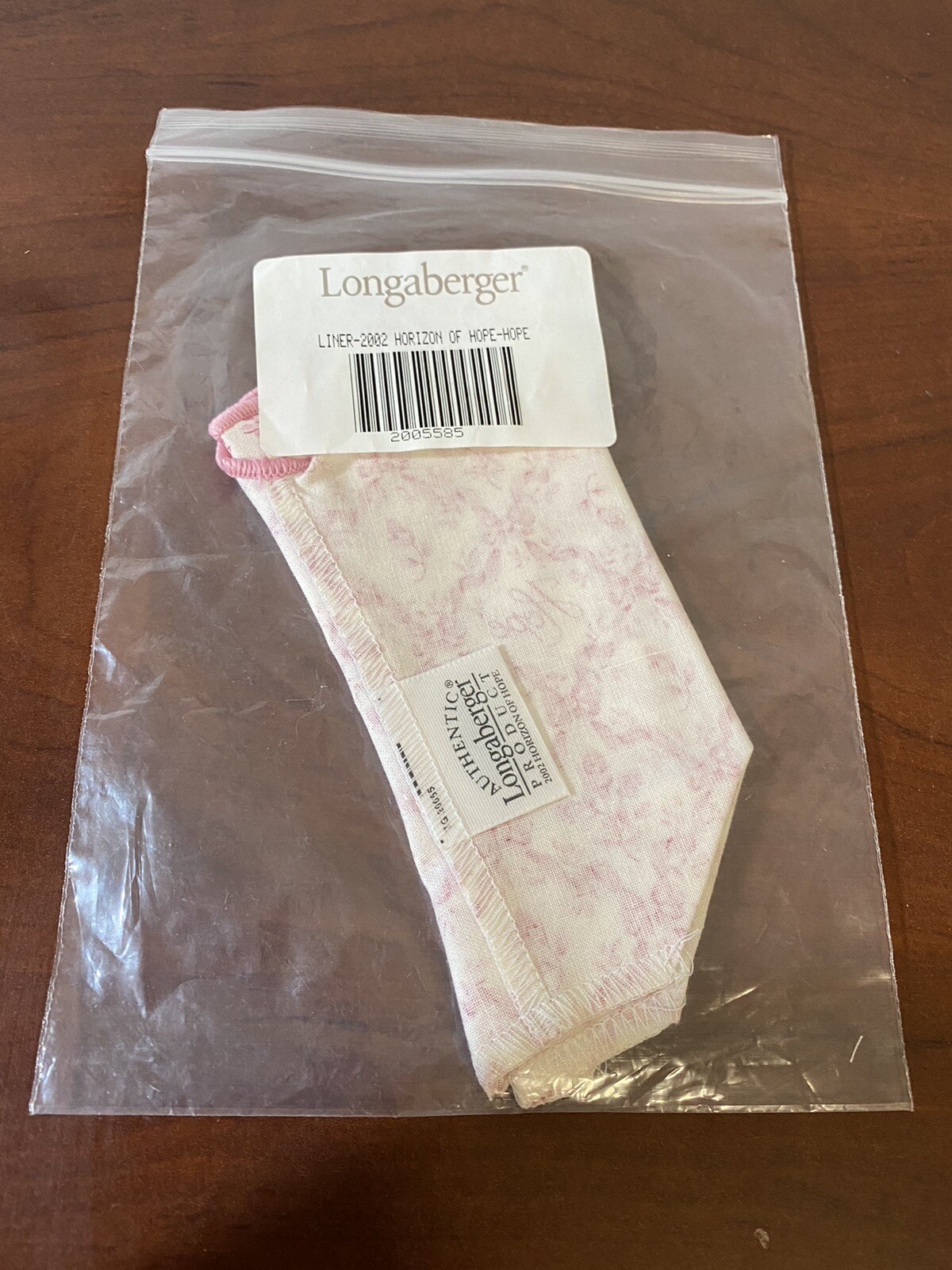 NEW Longaberger Liner HOPE 2002 Horizon of Hope 2005585 NIP NOS