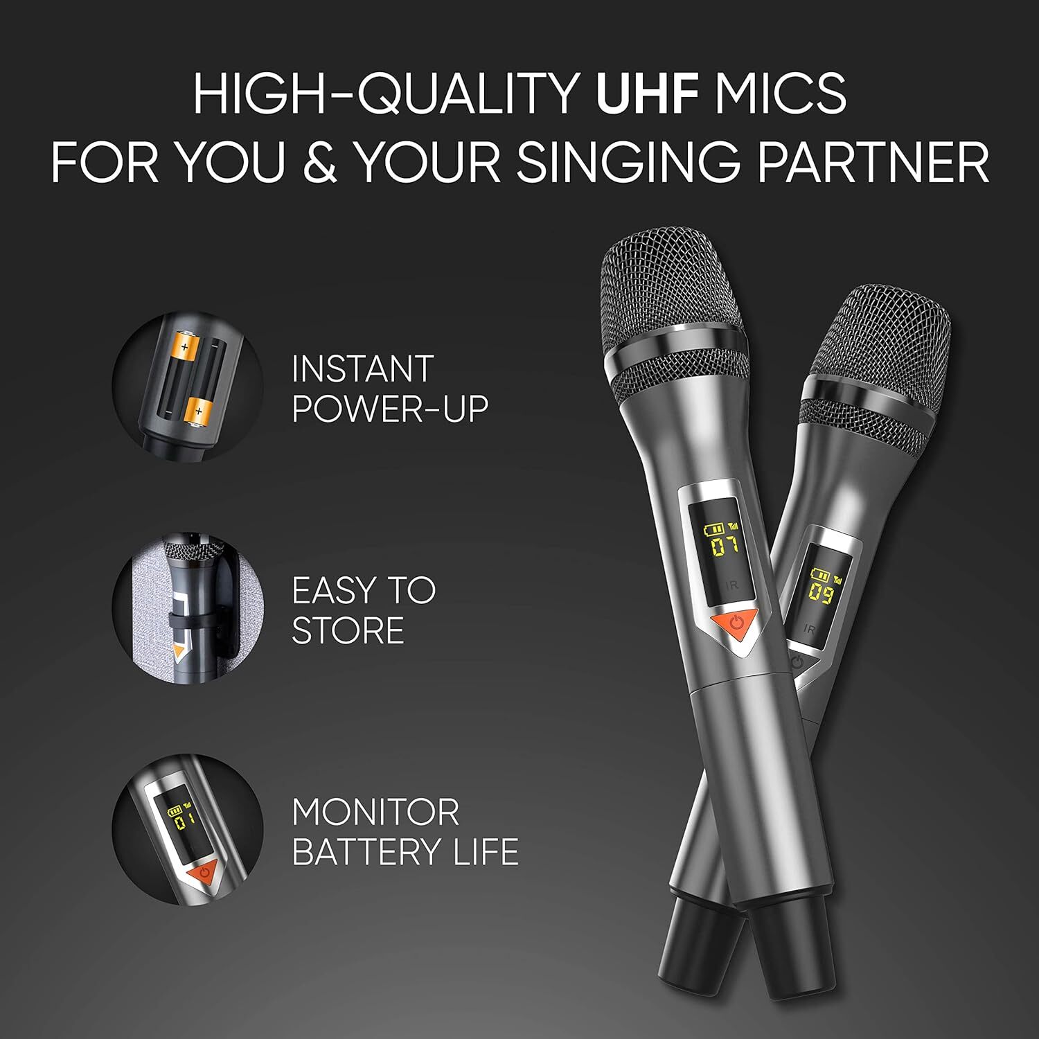 LOUD Bluetooth Speaker Karaoke Machine w/ Wireless Mic & Lyrics Display Screen