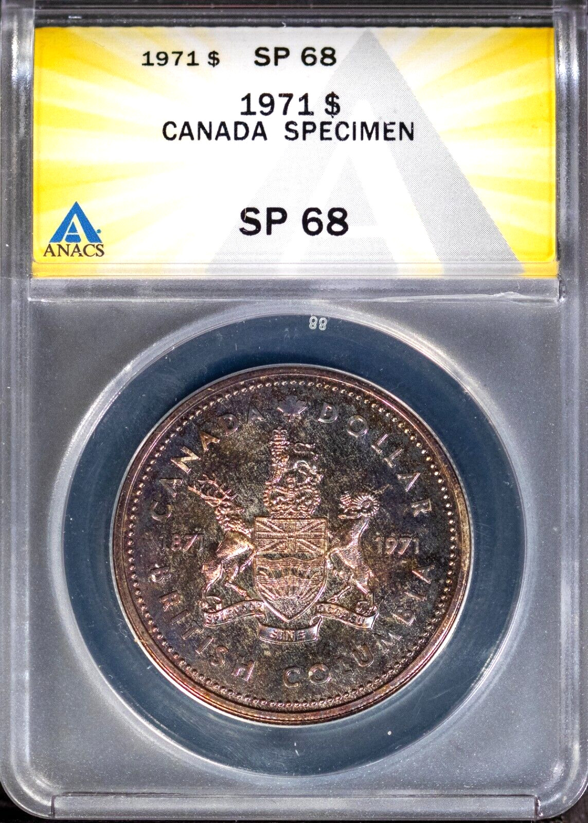 1971 $1 50% Silver Canada Specimen SP68 ANACS # 7752984 + Bonus Deep Hues