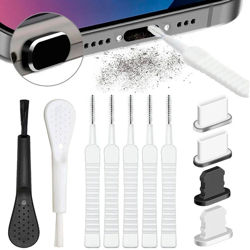 Phone Charging Port Dust Plug Cleaner Set USB-C iPhone Samsung Xiaomi 9PCS
