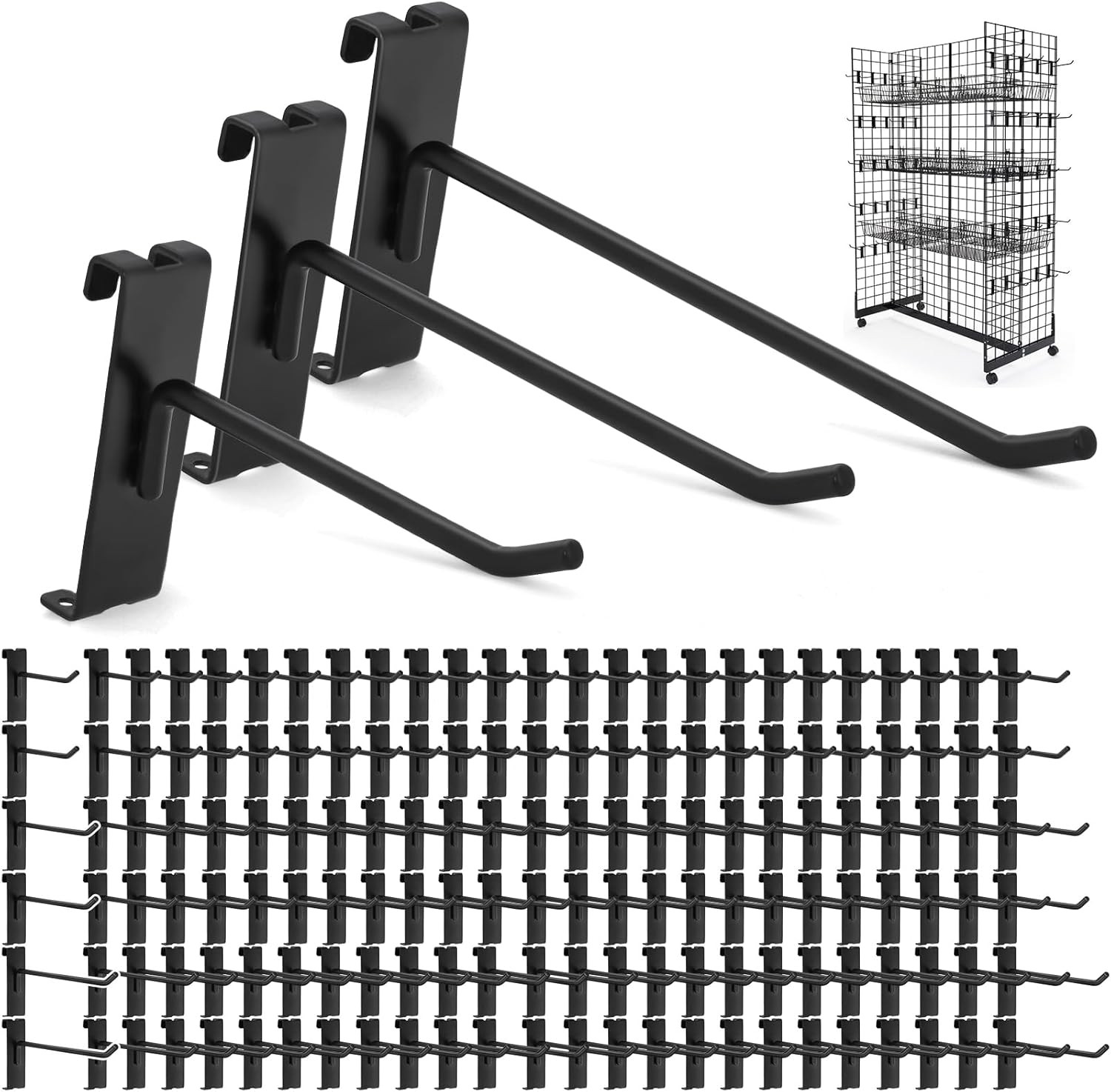 Gridwall Hooks 100 Pcs, 4/6/8 Inch Heavy Duty Display Hooks for Grid Wall Panels