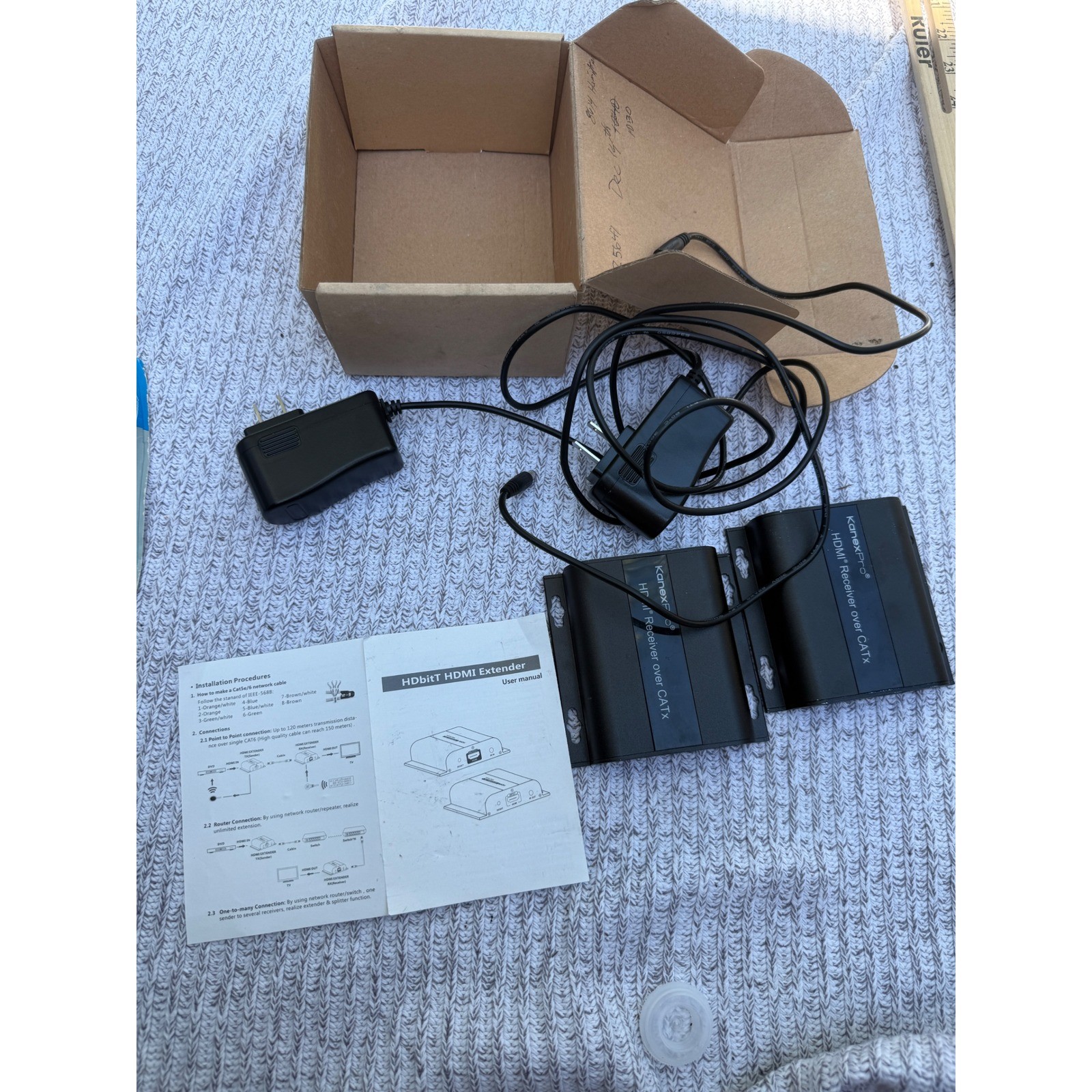 KanexPro HDMI Receiver over CATx Extender Set Black HDbitT RX with Power Adapter