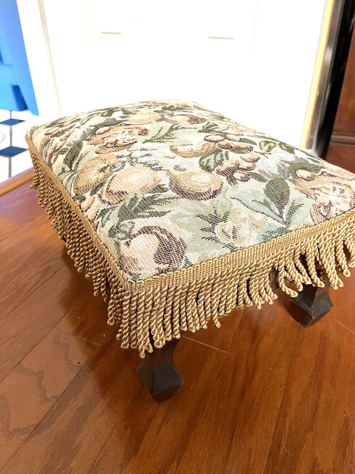 Vtg. Footstool New Upholstered. Nice !