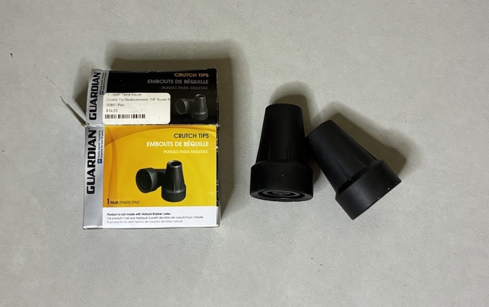 GUARDIAN Crutch Tips 1 Pair Black New In Box