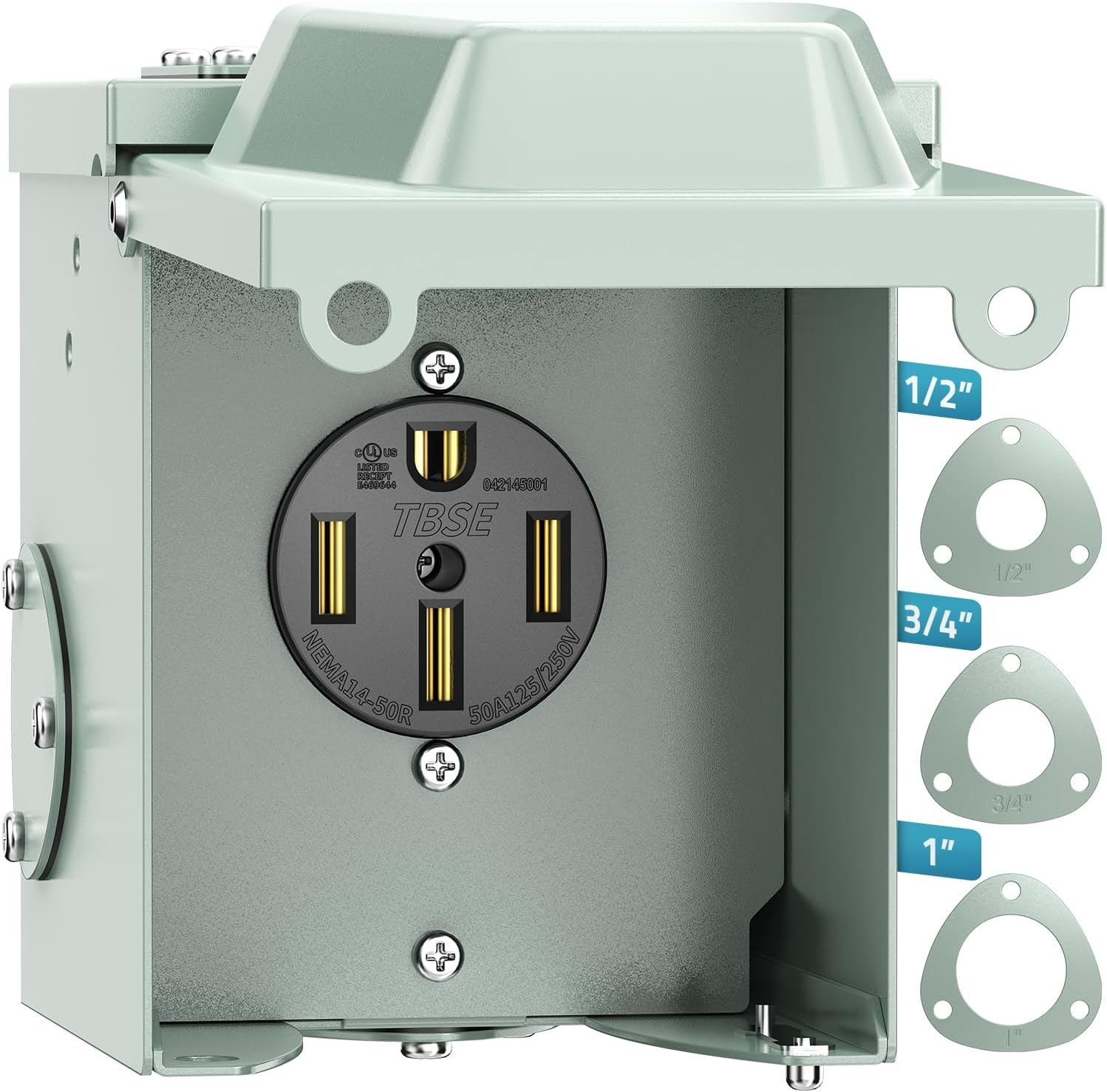 50 Amp RV Outlet Box Nema 14-50R Outlet 125/250 Volt RV Plug w/Anti-Theft