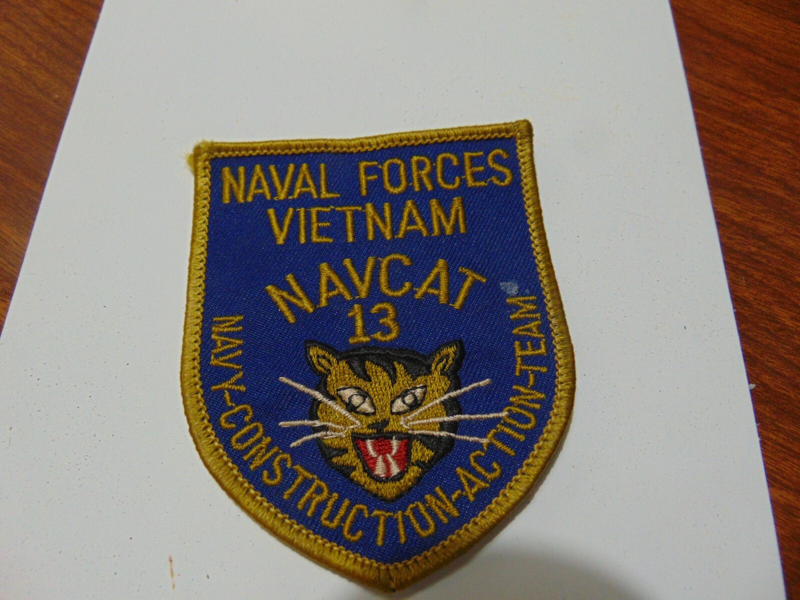 MILITARY PATCH OLD VIETNAM ERA NAVAL FORCES NAVY CONSTRUCTION ACTION TEAM 13