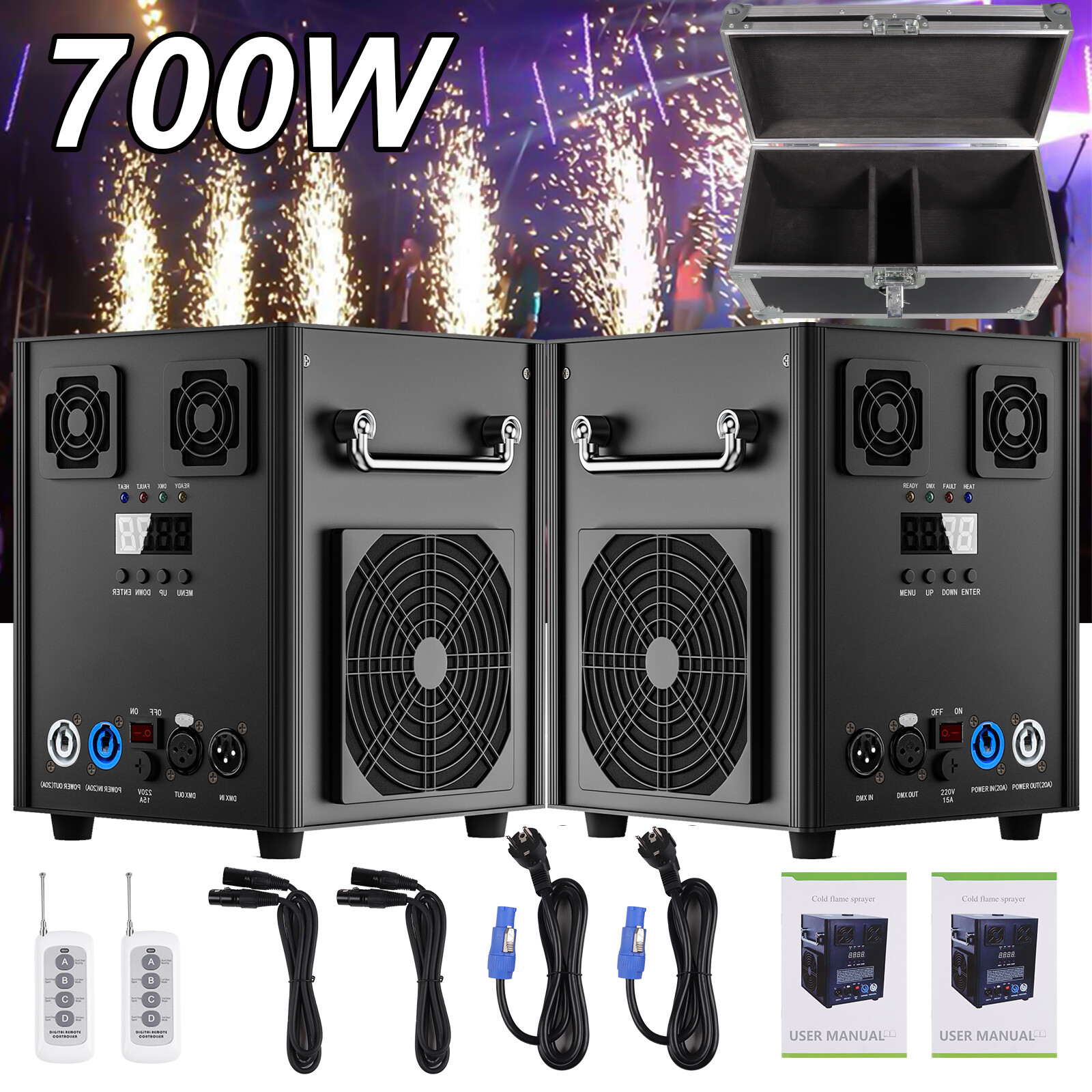 UKING 700W Large Cold Spark Machine Stage Effect DMX Firework Party Wedding Show