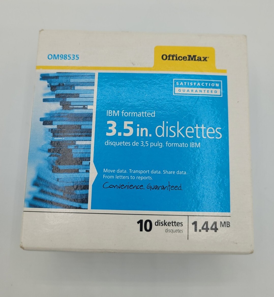 Office Max IBM Formatted 3.5 in Diskettes 1.44 MB 10 Diskettes  OM98535