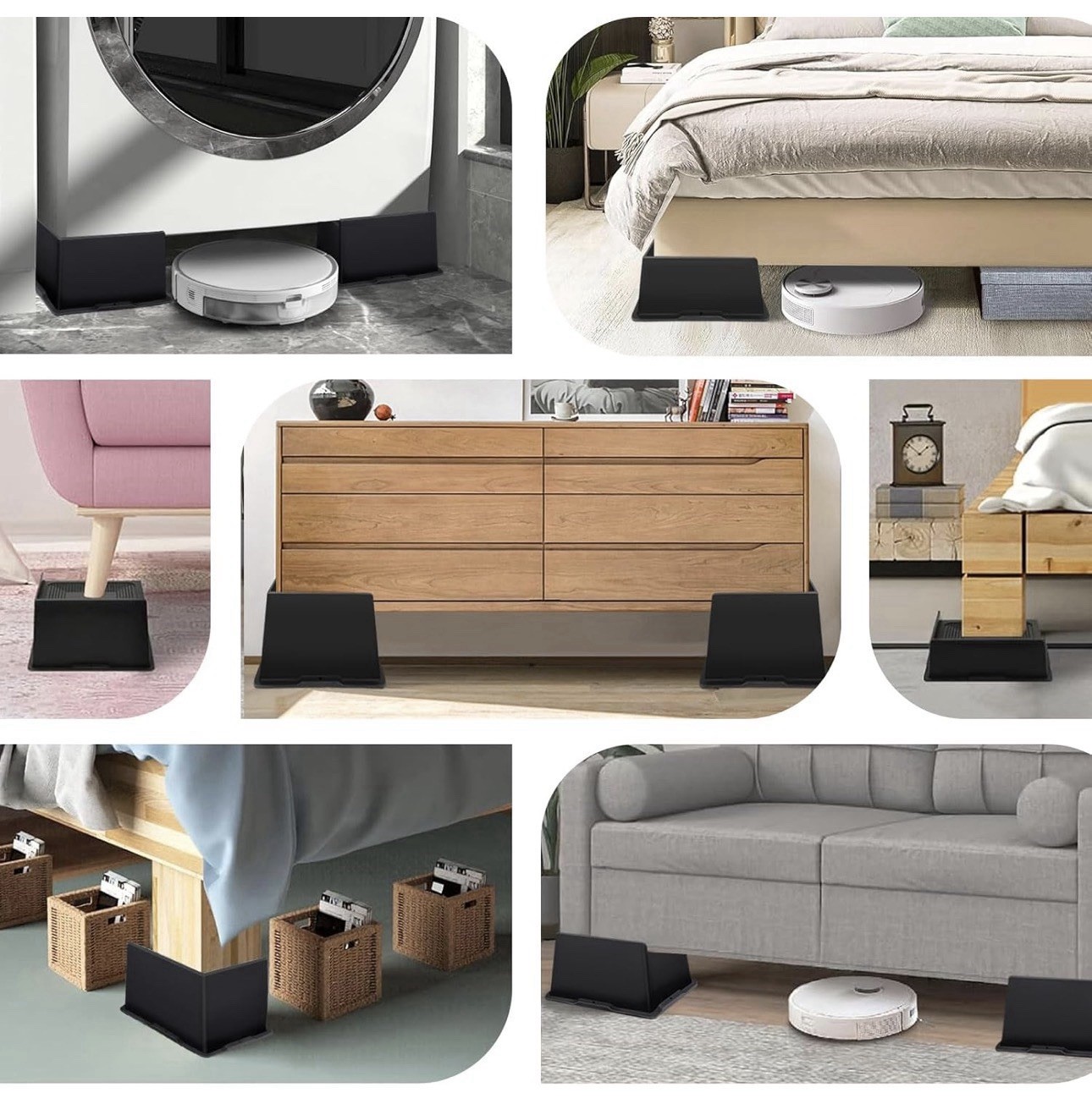 ANNKUT Bed Risers 2 Inch Heavy Duty, Oversized Couch Risers