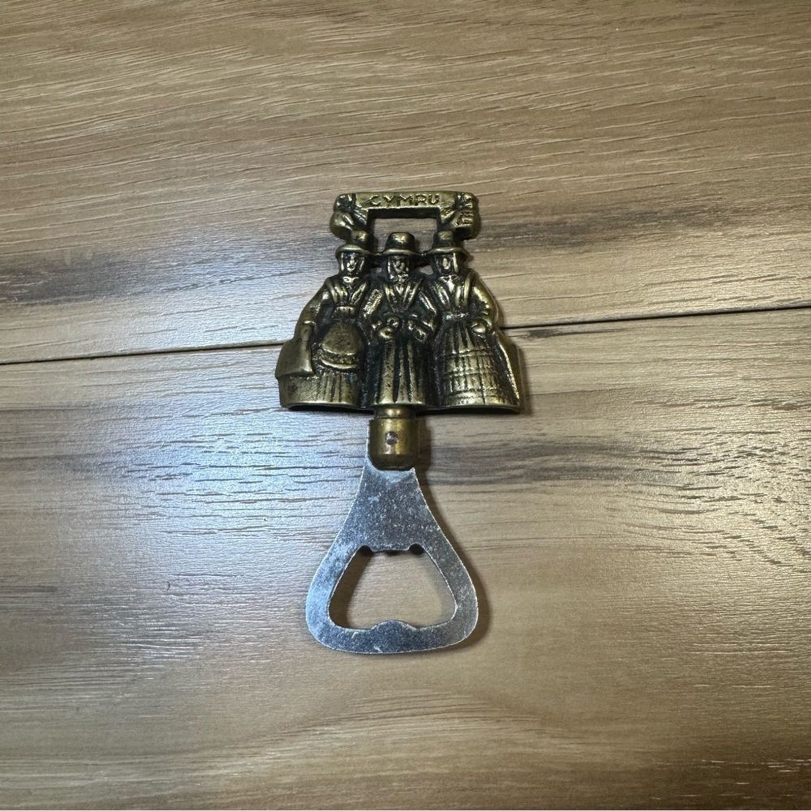 VTG Brass CYMRU Wales Bottle Opener Traditional Welsh Ladies Barware Collectible