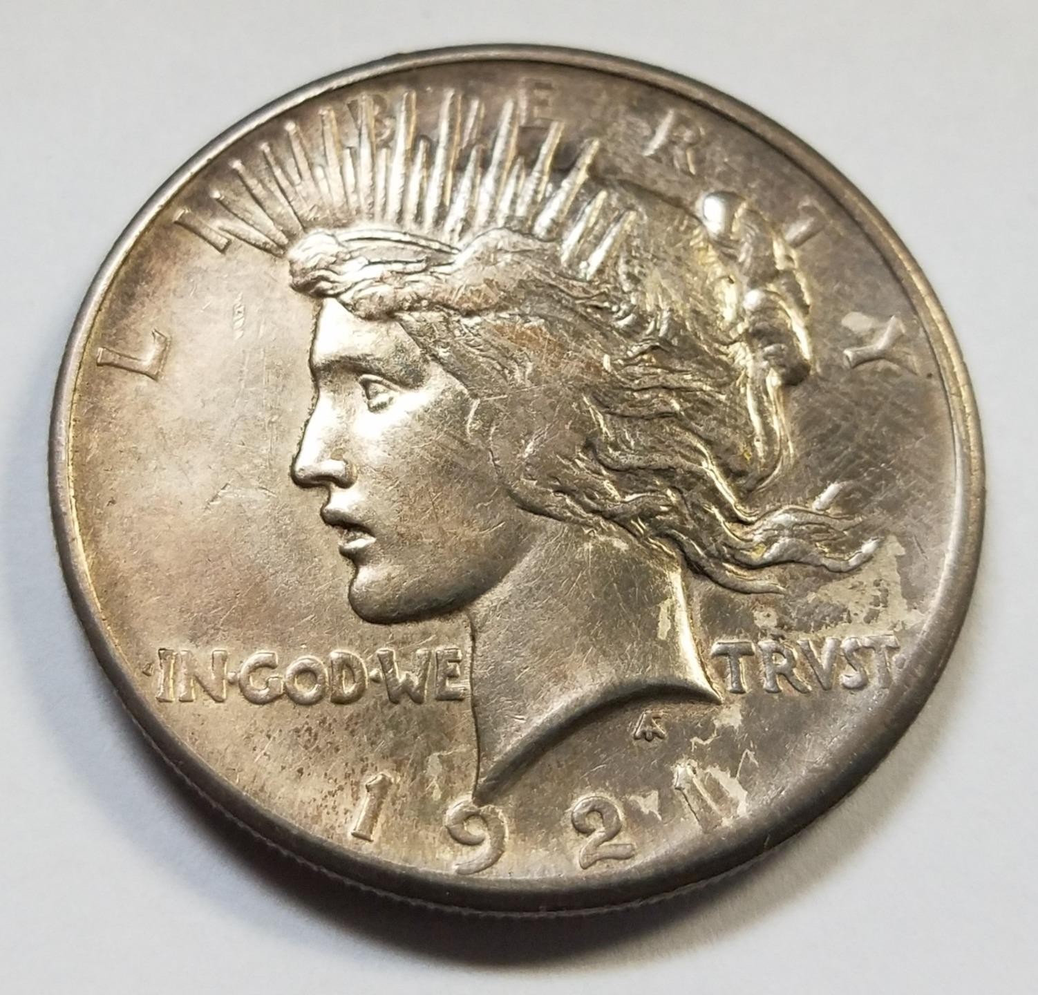 1921 Peace Dollar | Silver $1 | Philadelphia | Toned BU | 1st Year | Key Date