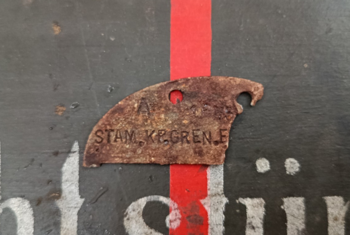WW2 German Zinc Erkennungsmarke Dog Tag Fragment Relic From Kurland