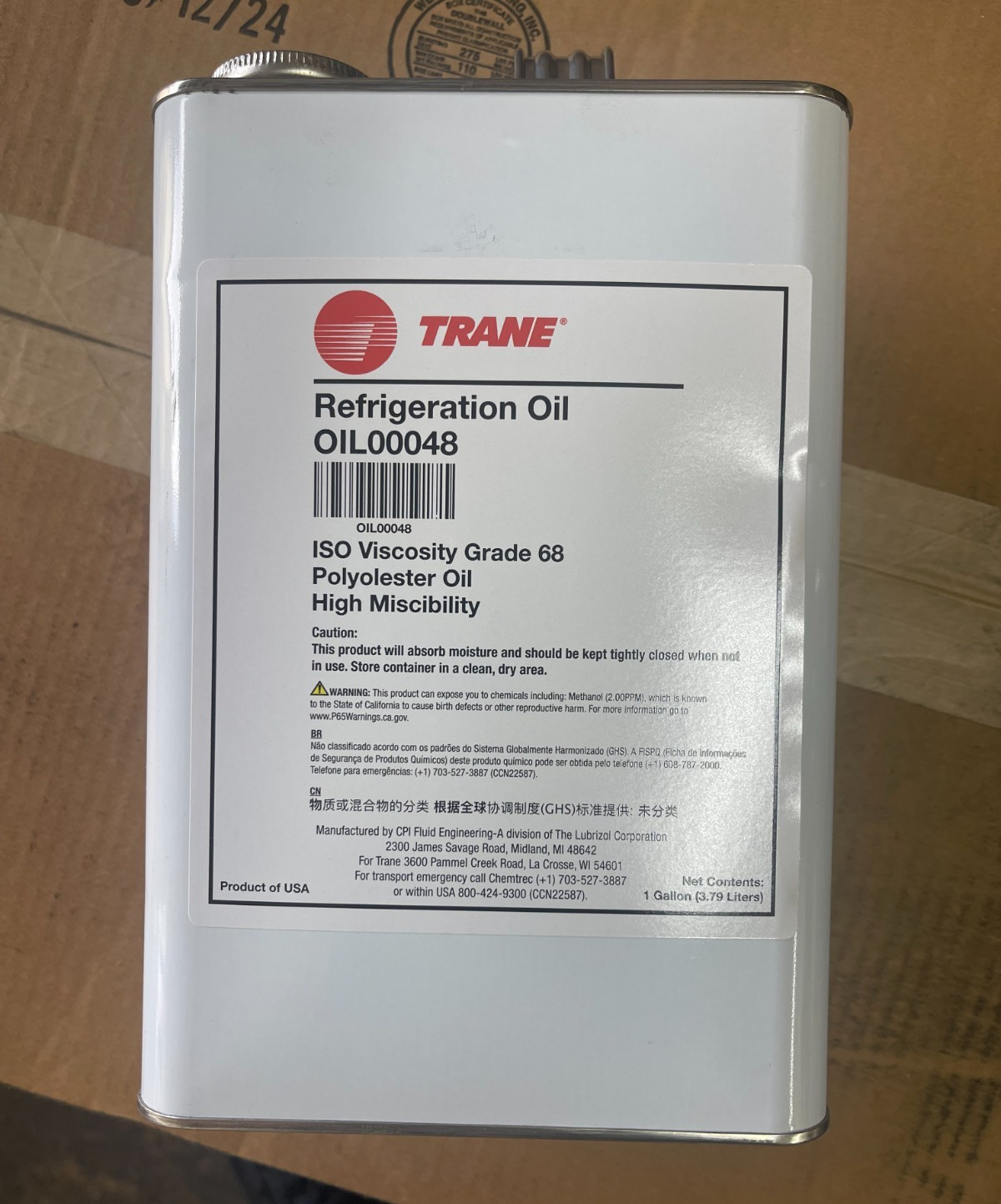 Trane OIL00048 Refrigeration Oil OIL-00048, 1 Gal (3.79 Liters) NWB