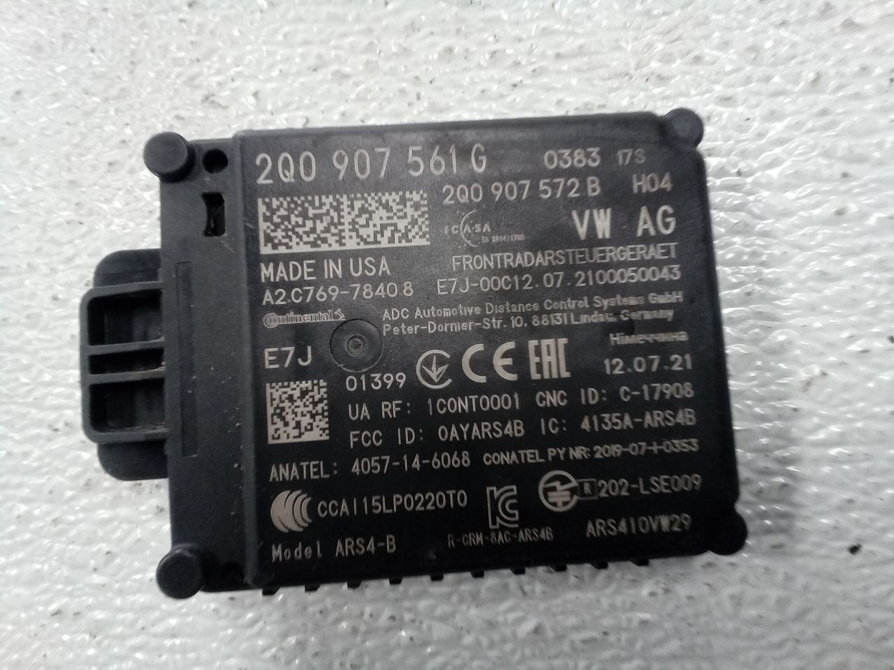 Camera/Projector Radar Unit Cruise Control Fits 22-24 AUDI Q3 2Q0907561G